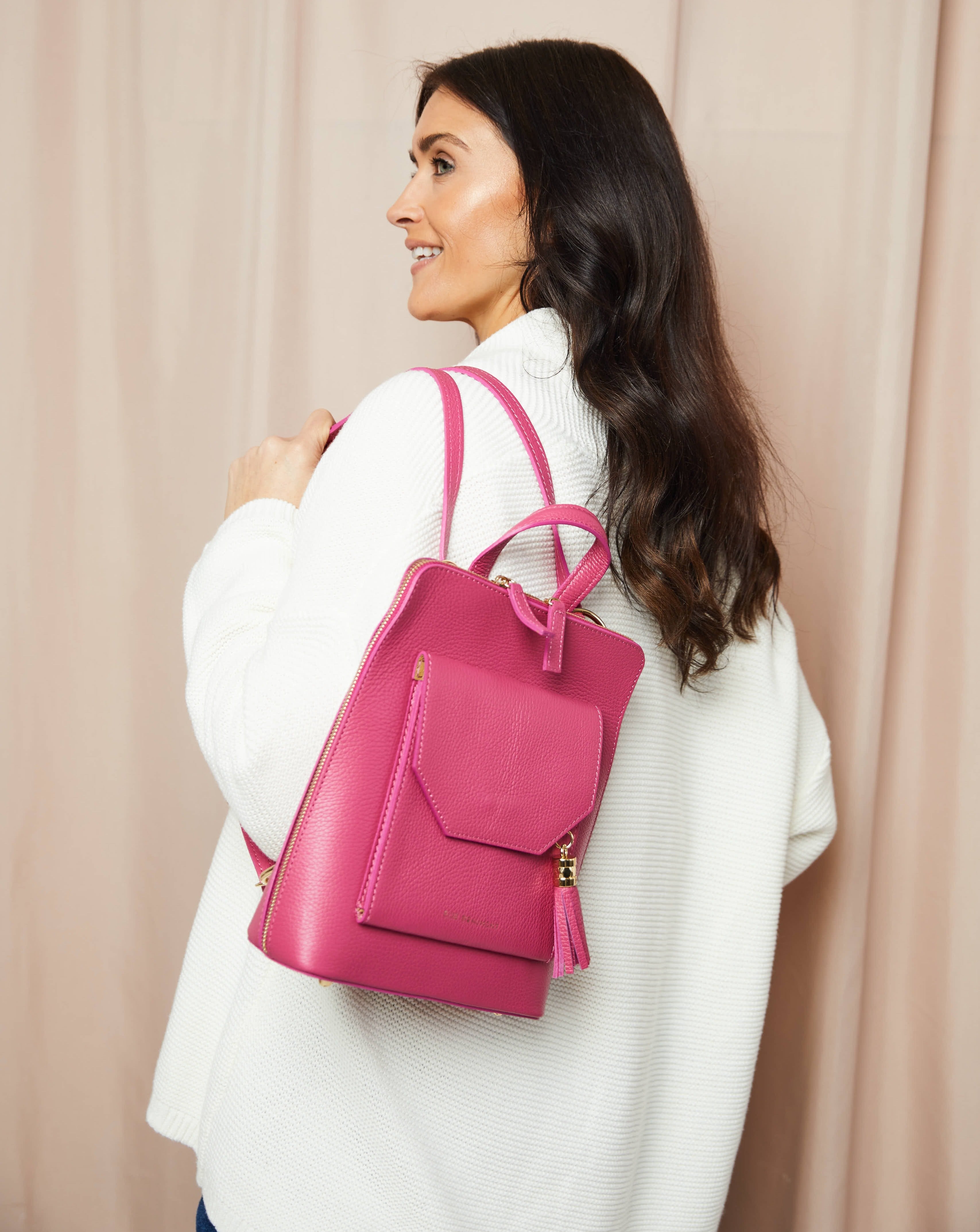 Elie Beaumont Verso Backpack/Crossbody Cerise