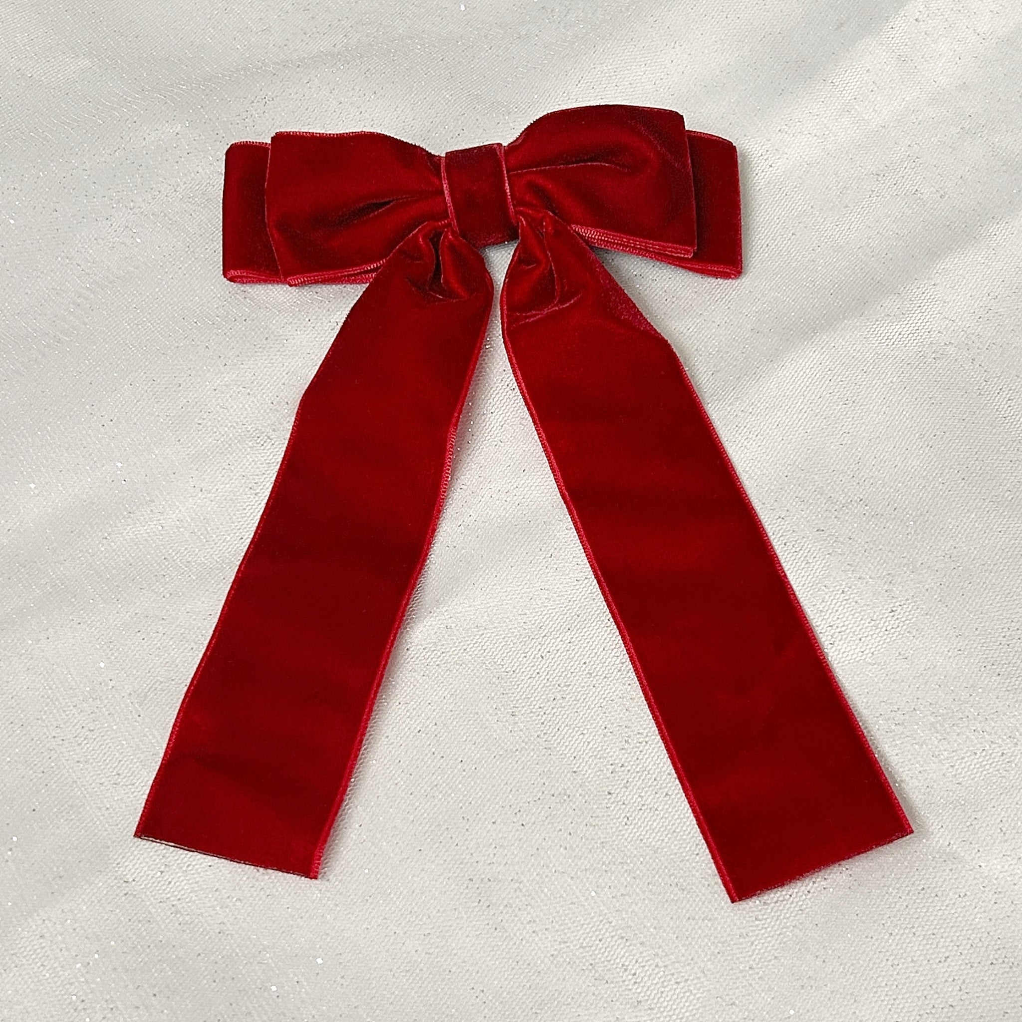 QueenMee Velvet Bow Hair Clip in Red Alligator Clip