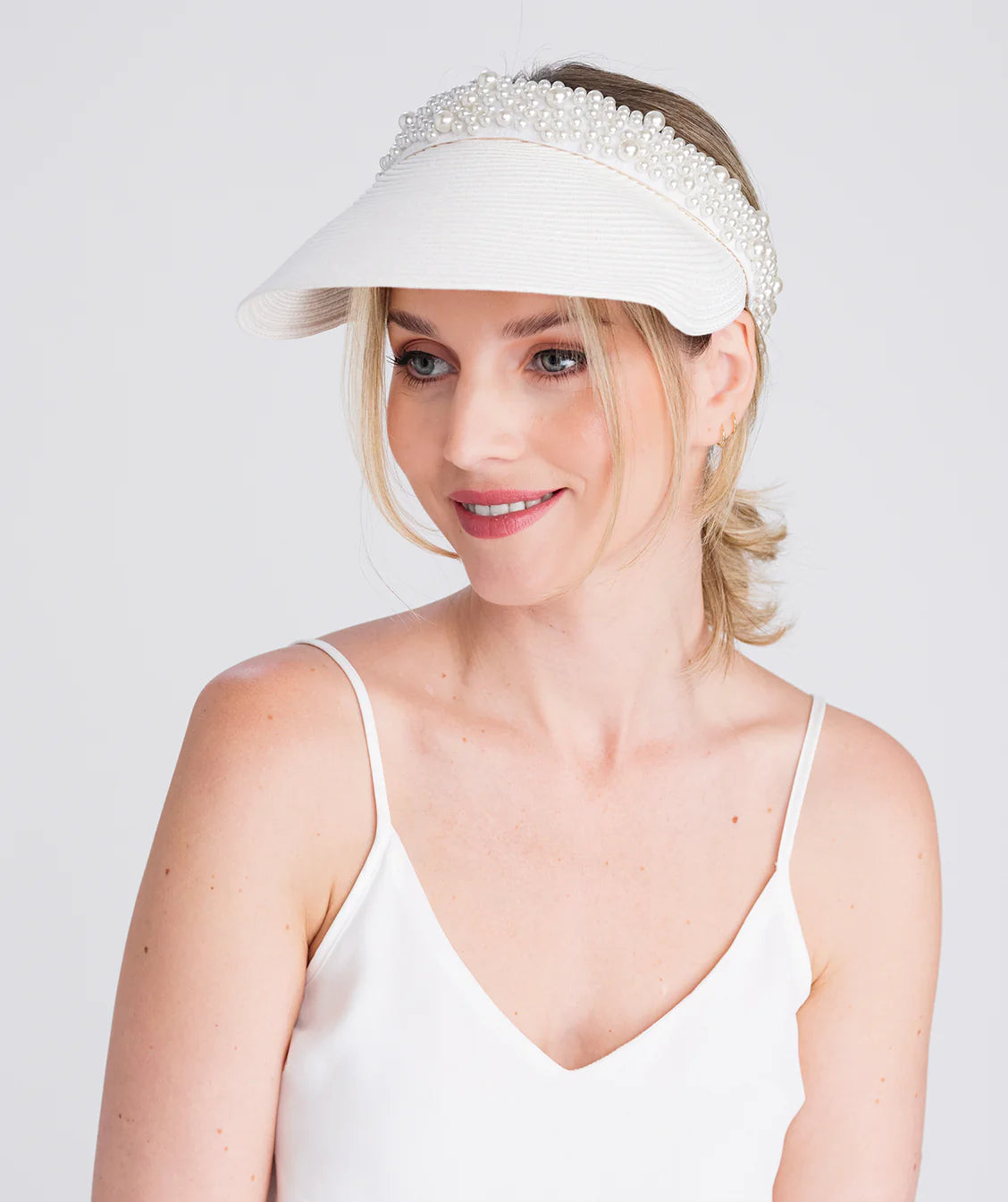 Verity - Pearl Trim Straw Visor