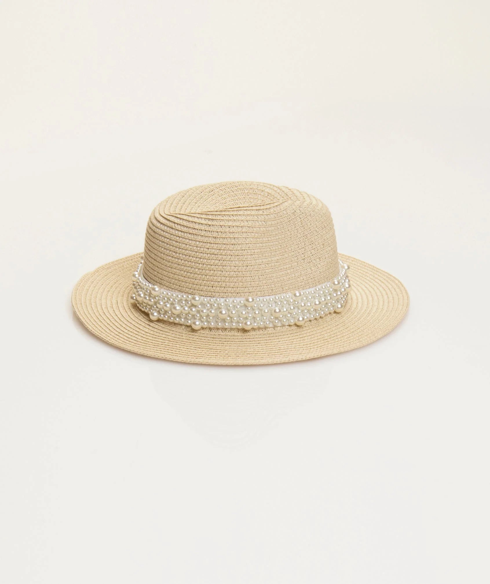 Verity - Pearl Trim Straw Fedora
