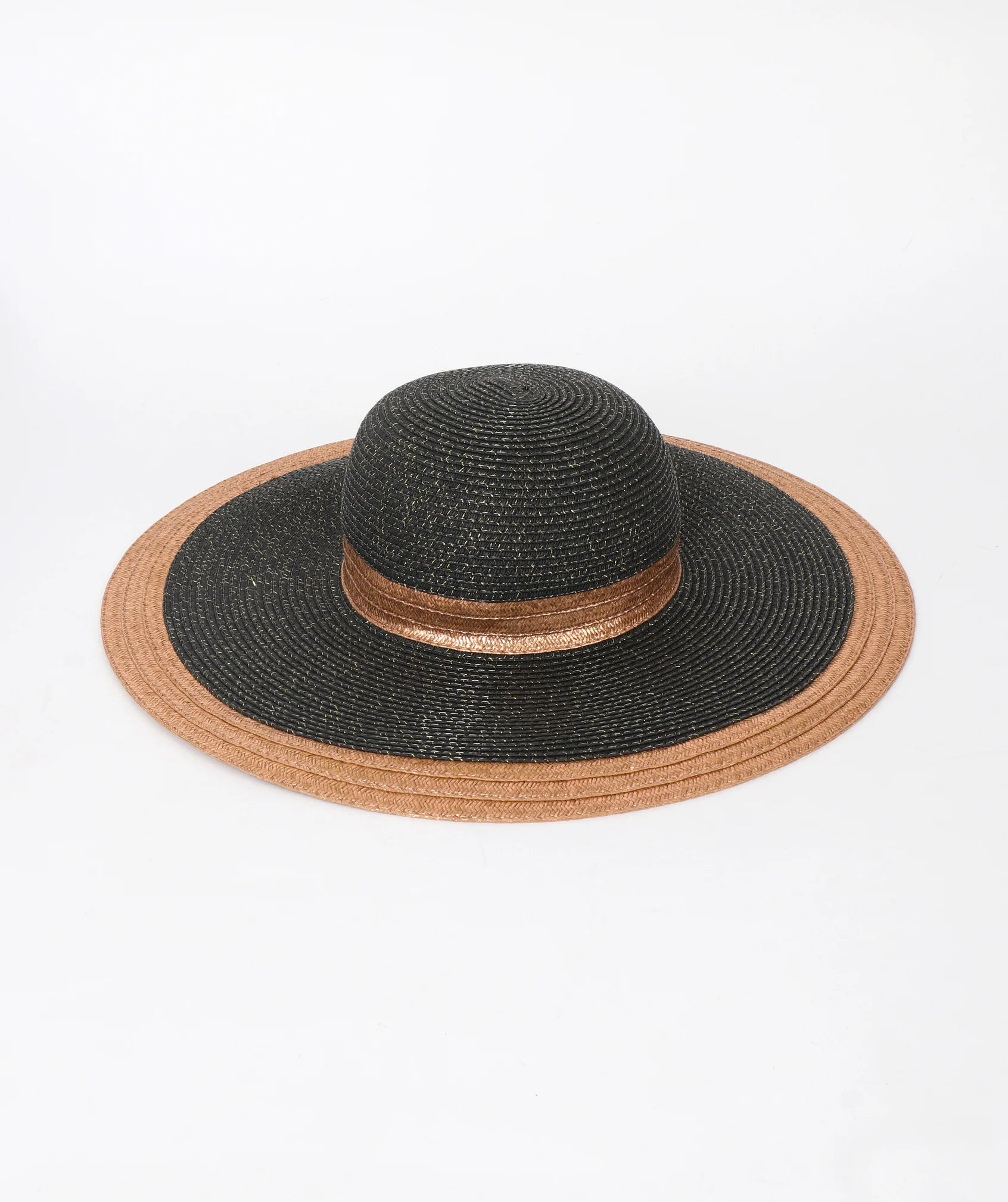 Victoria - Metallic Shimmer Wide Brim Straw Hat