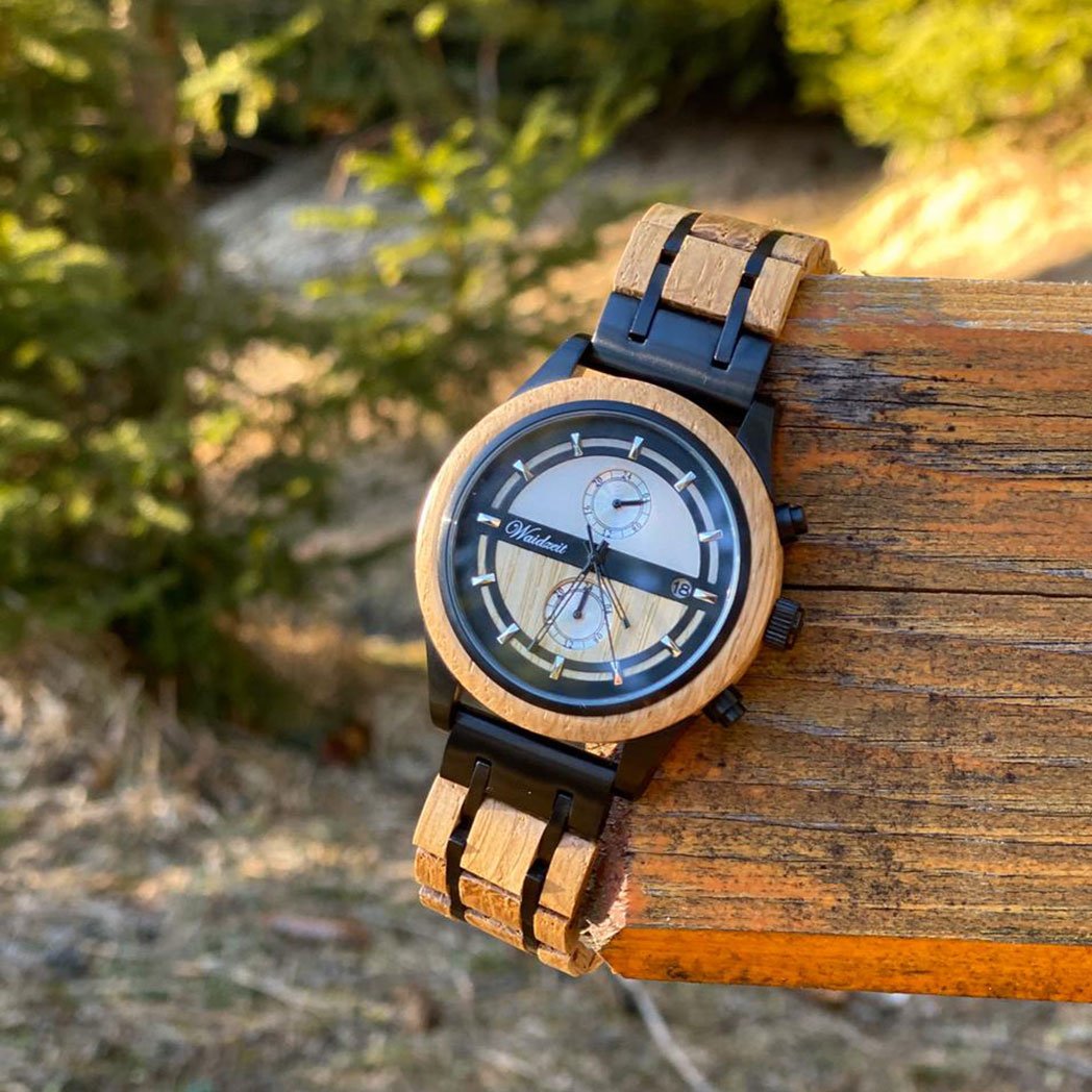 Waidzeit Chronograph Beer wooden strap Men