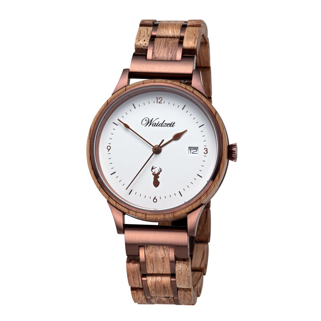 Waidzeit Vintage Wine Barrel Lady Watch with wooden strap