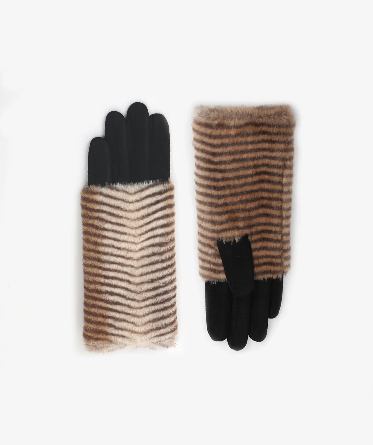 Striped Faux Fur Goves | Elegant Style