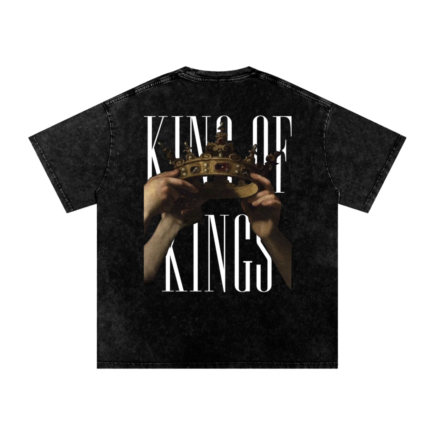 Christ Conquers, King of Kings oversized snow washed t-shirt