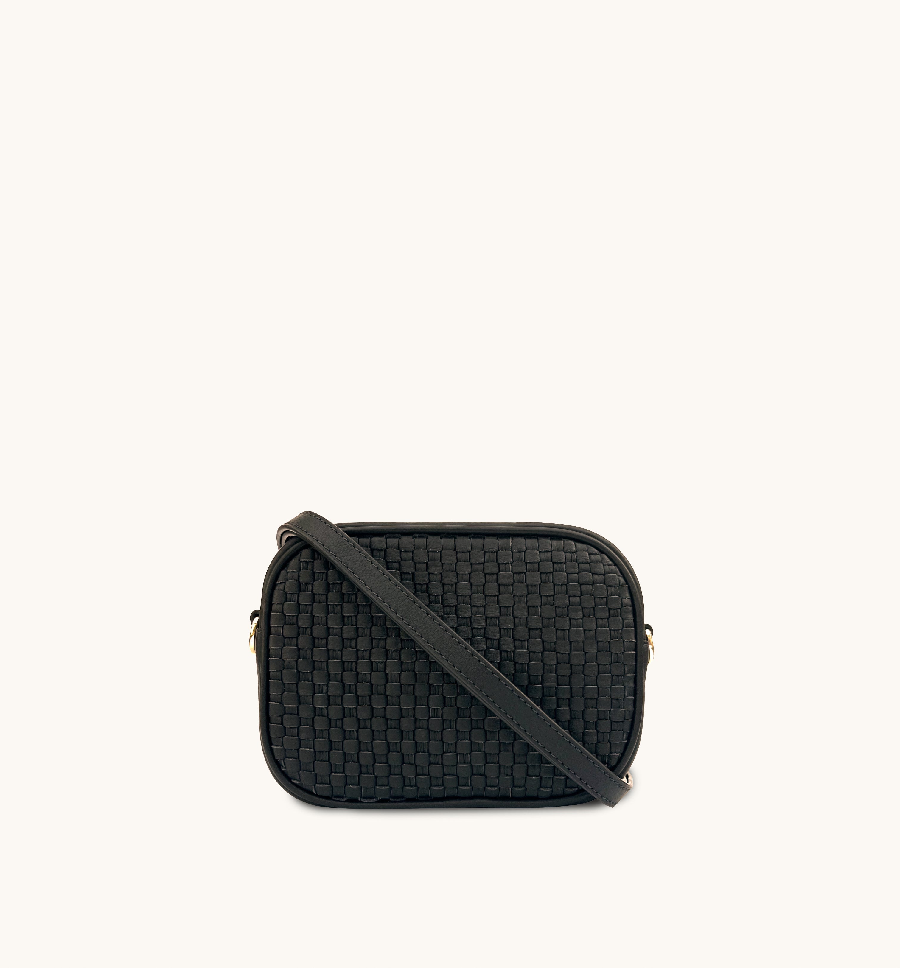 Apatchy London The Penelope Black Woven Leather Camera Bag