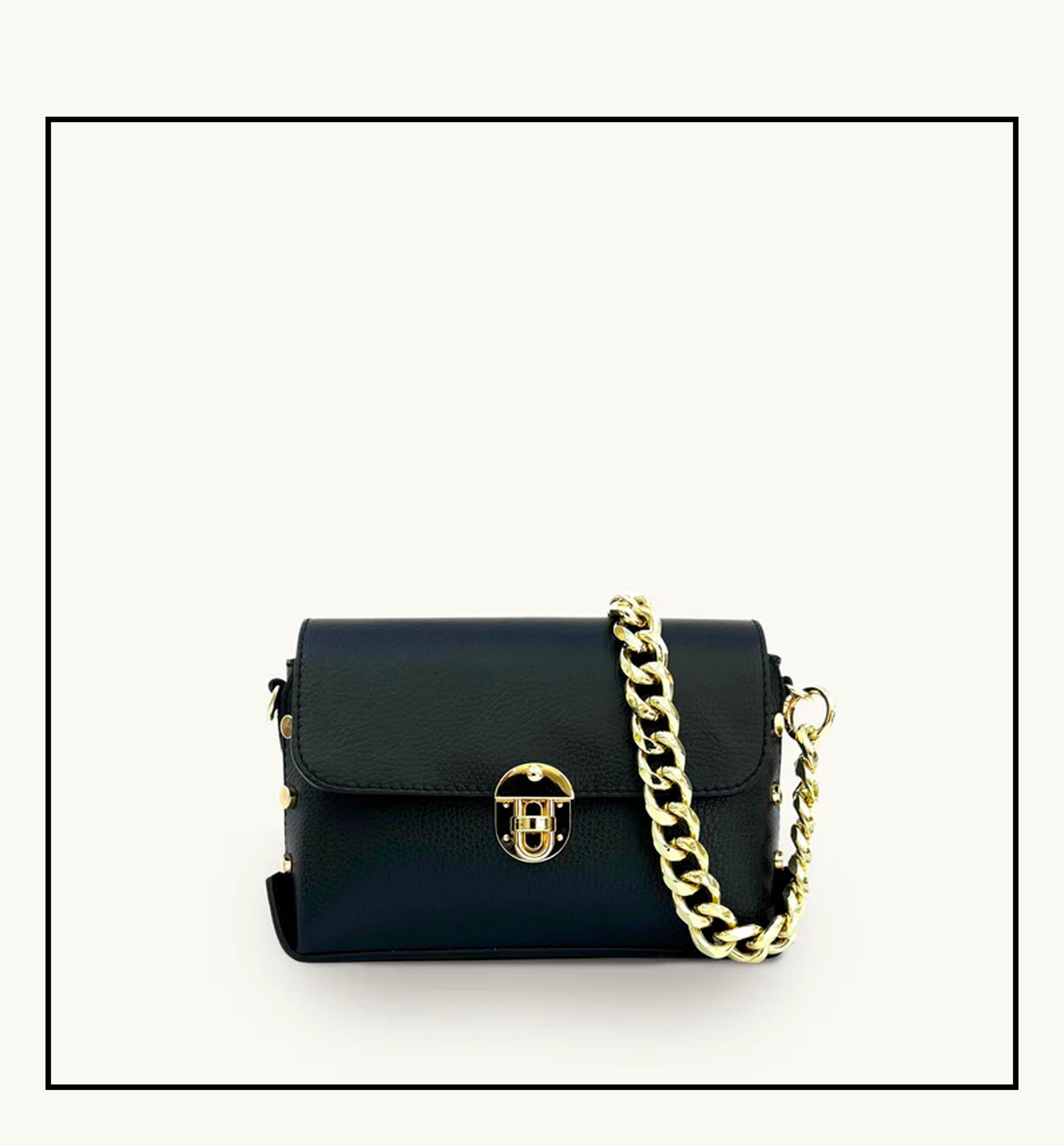 Apatchy London The Bloxsome  Leather Crossbody Bag With Gold Chain Strap