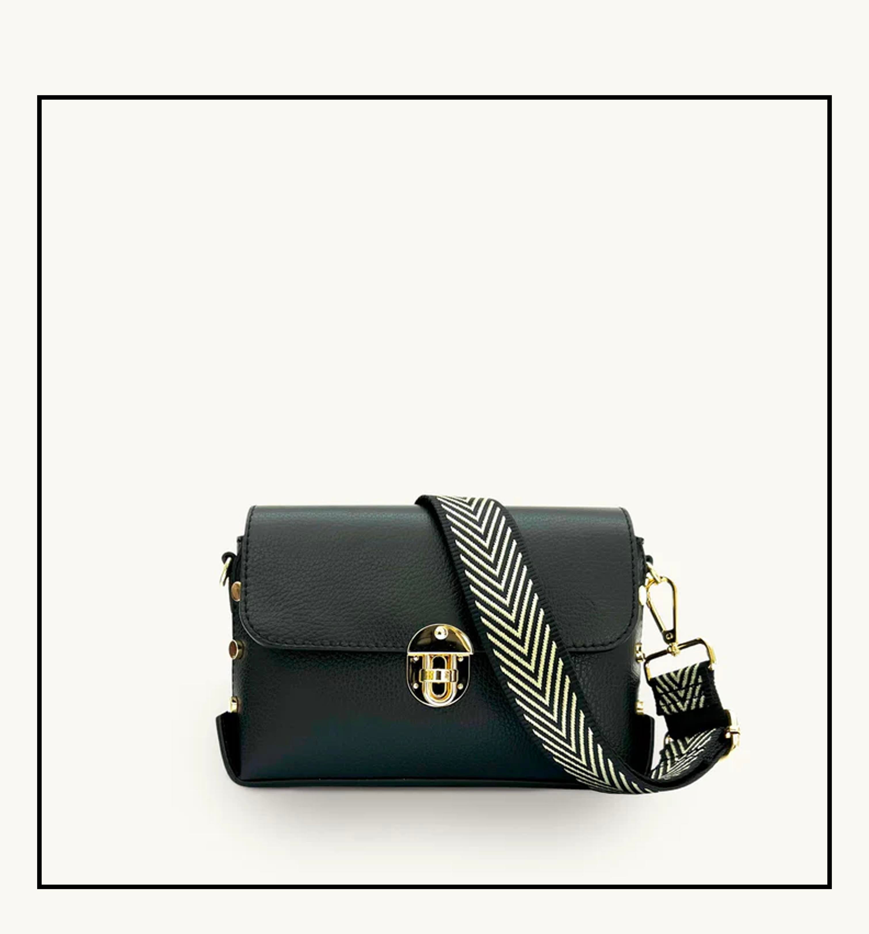 Apatchy London The Bloxsome  Leather Crossbody Bag With  & Gold Chevron Strap
