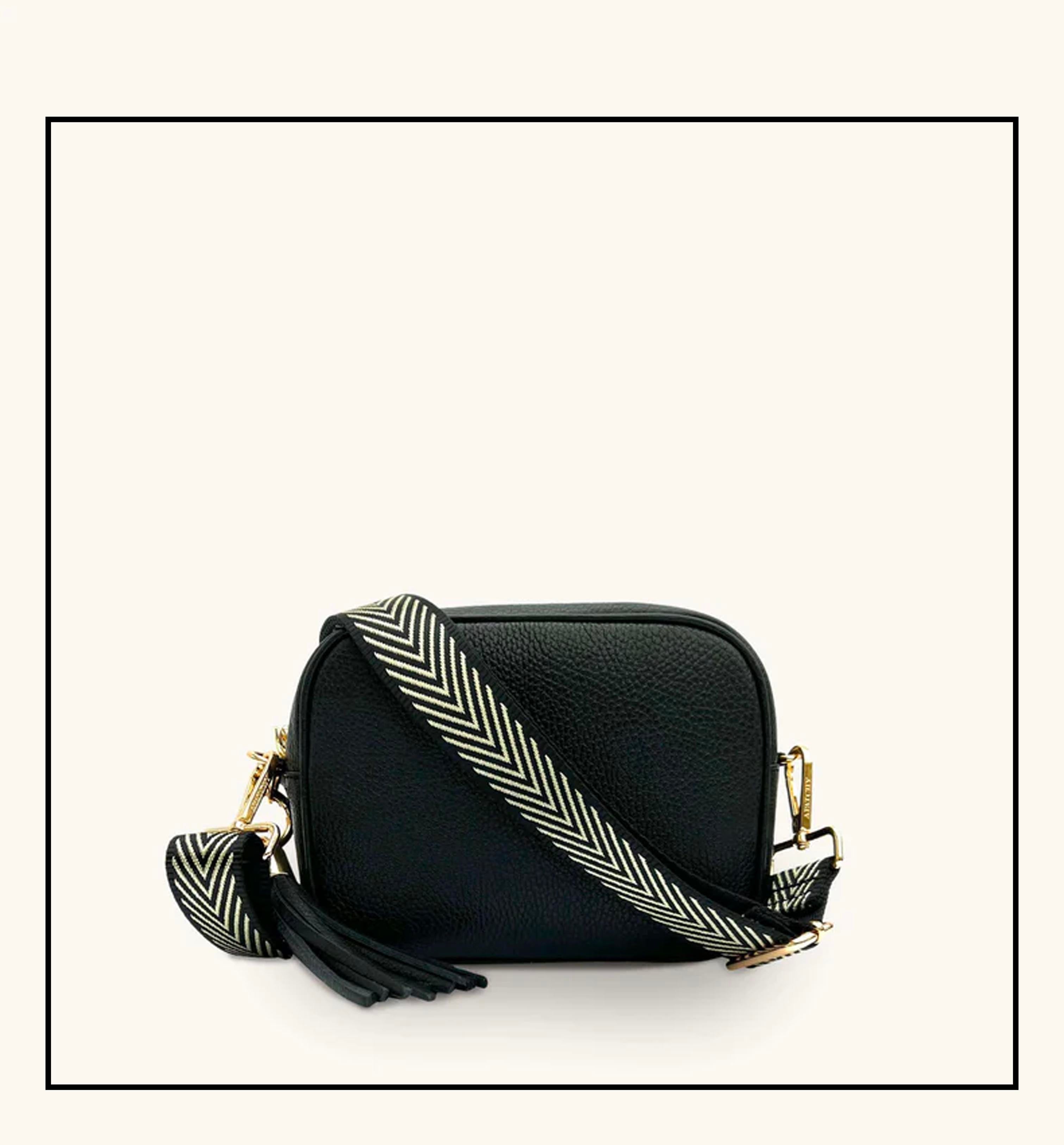 Apatchy London The Tassel  Leather Crossbody Bag With  & Gold Chevron Strap