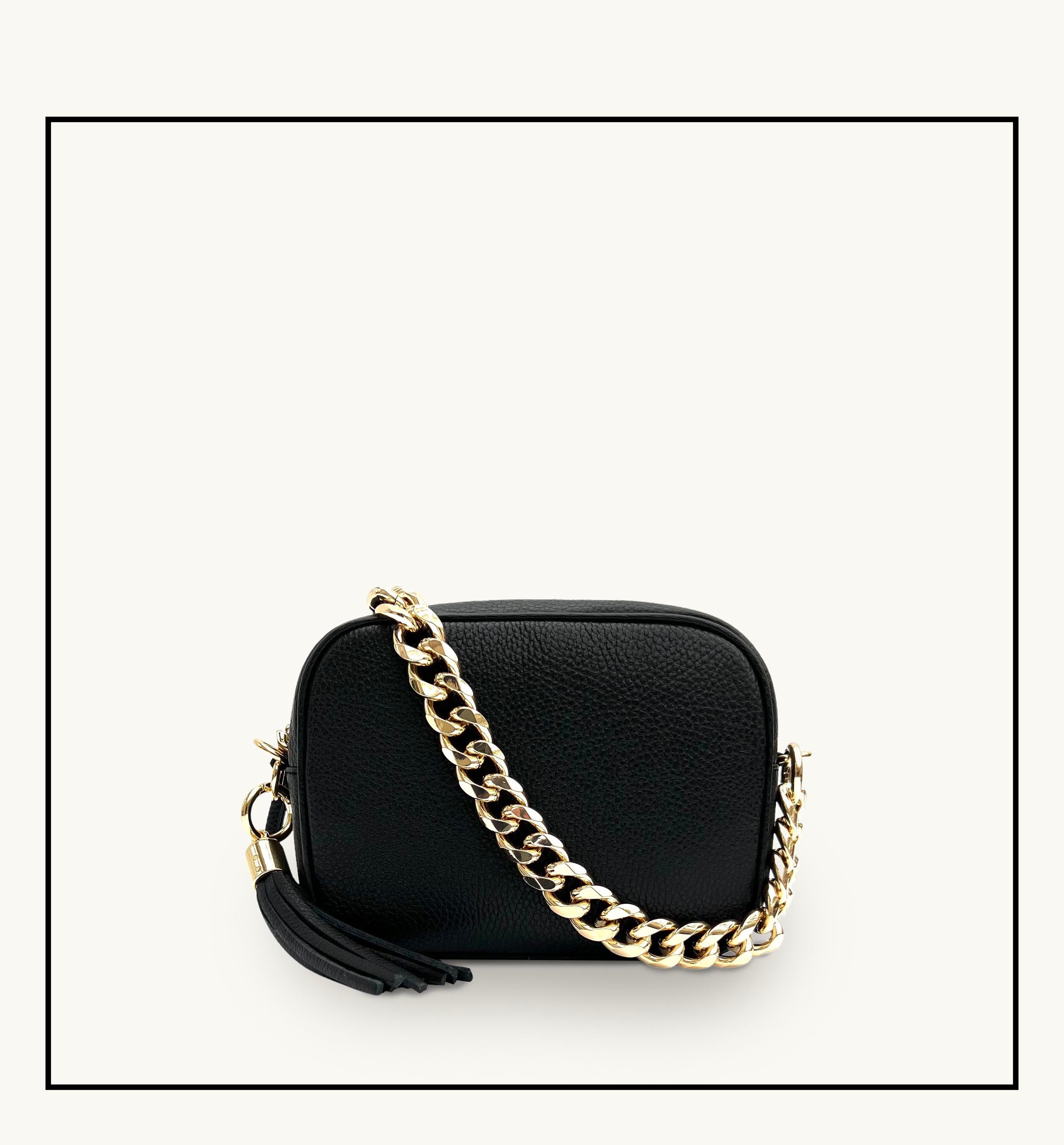 Apatchy London The Tassel  Leather Crossbody Bag With Gold Chain Strap