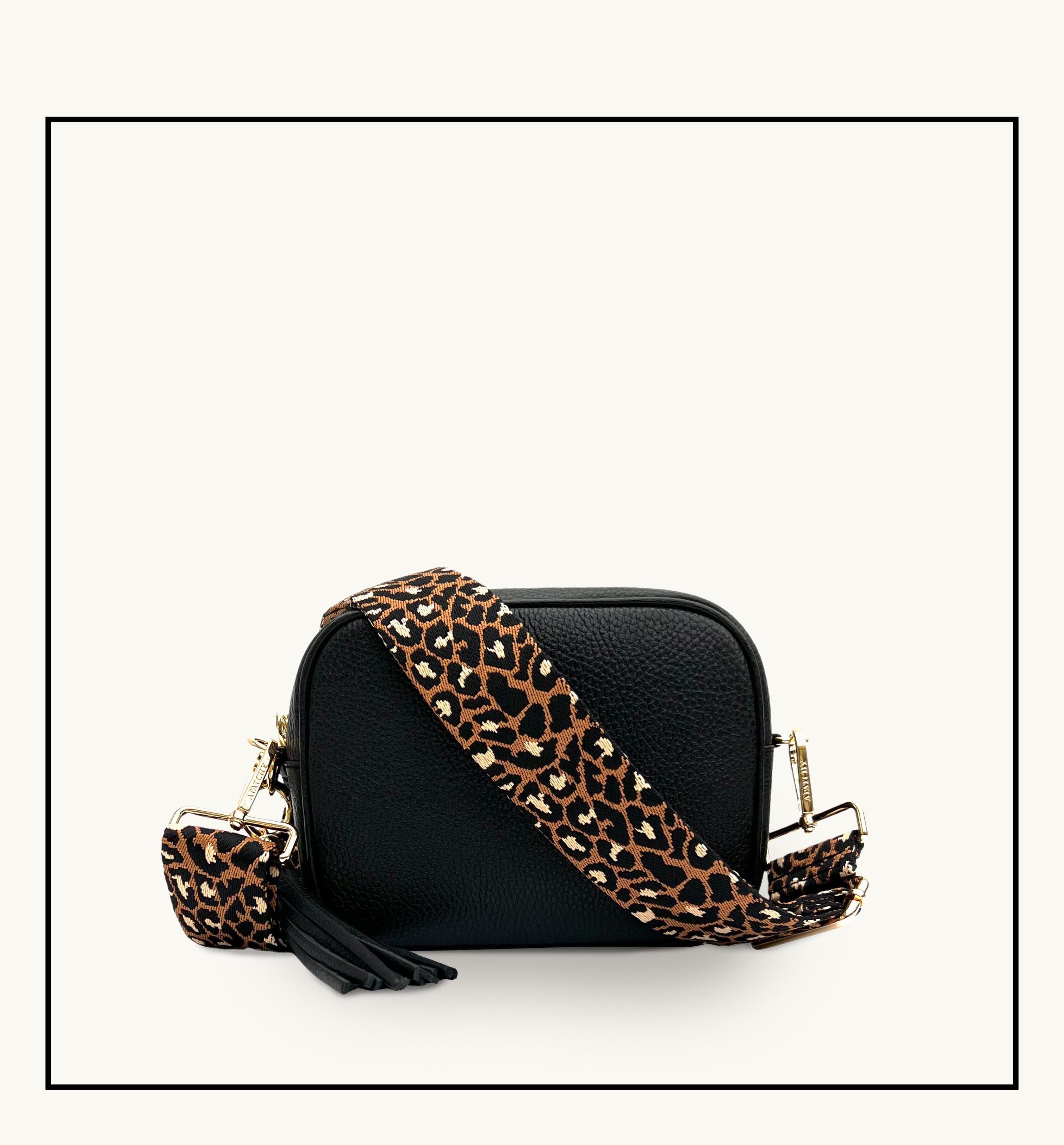 Apatchy London The Tassel  Leather Crossbody Bag With Tan Cheetah Strap