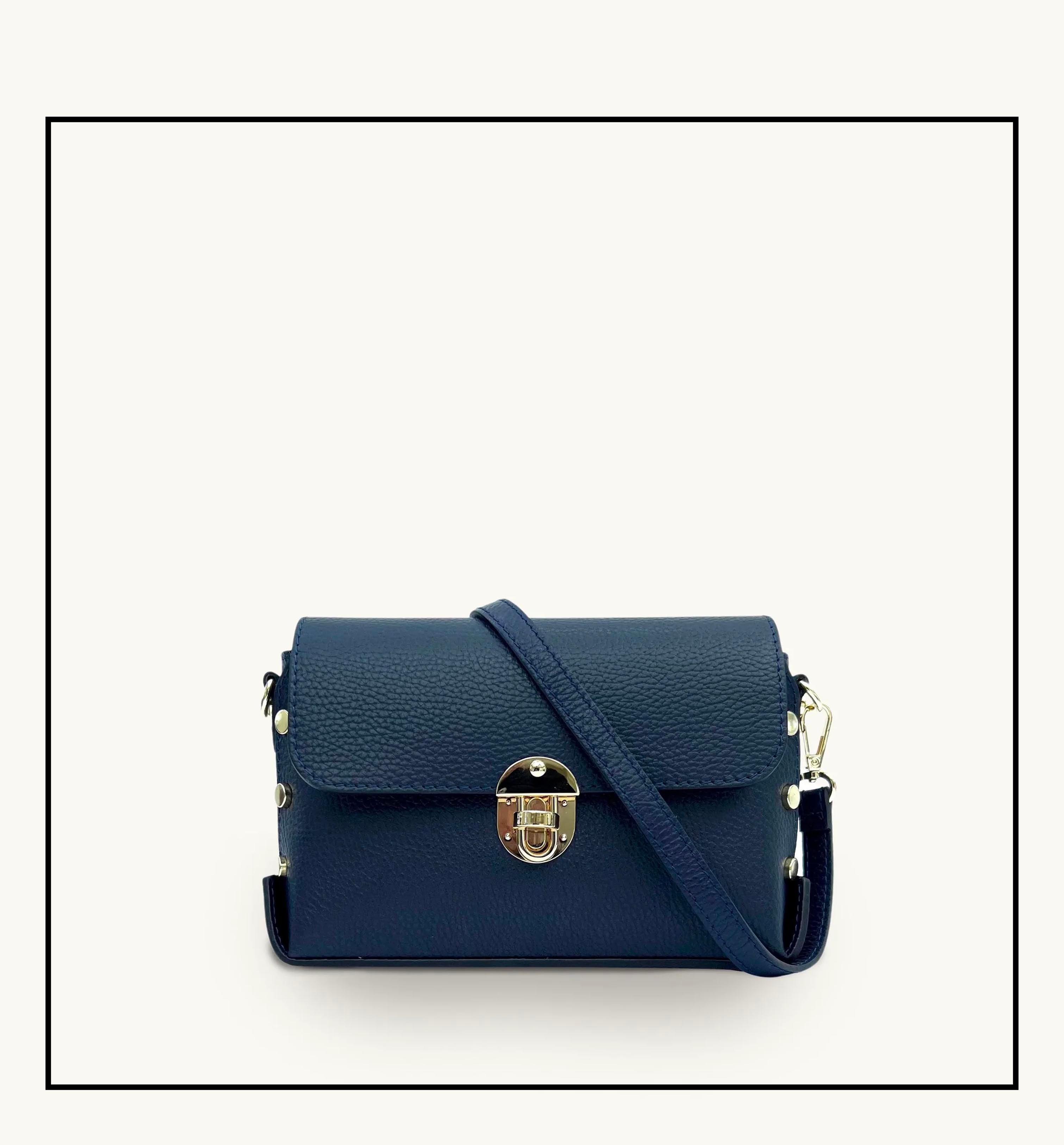Apatchy London The Bloxsome Navy Leather Crossbody Bag