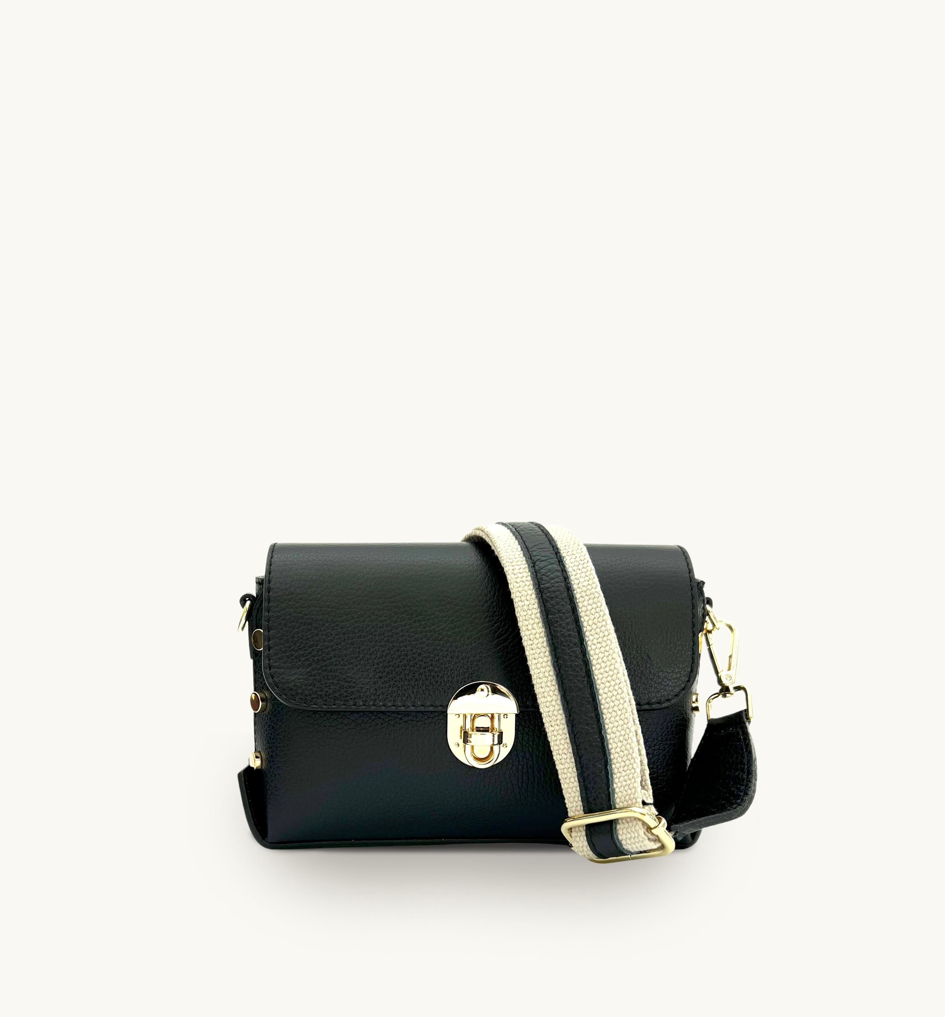 Apatchy London The Bloxsome  Leather Crossbody Bag With Canvas Strap
