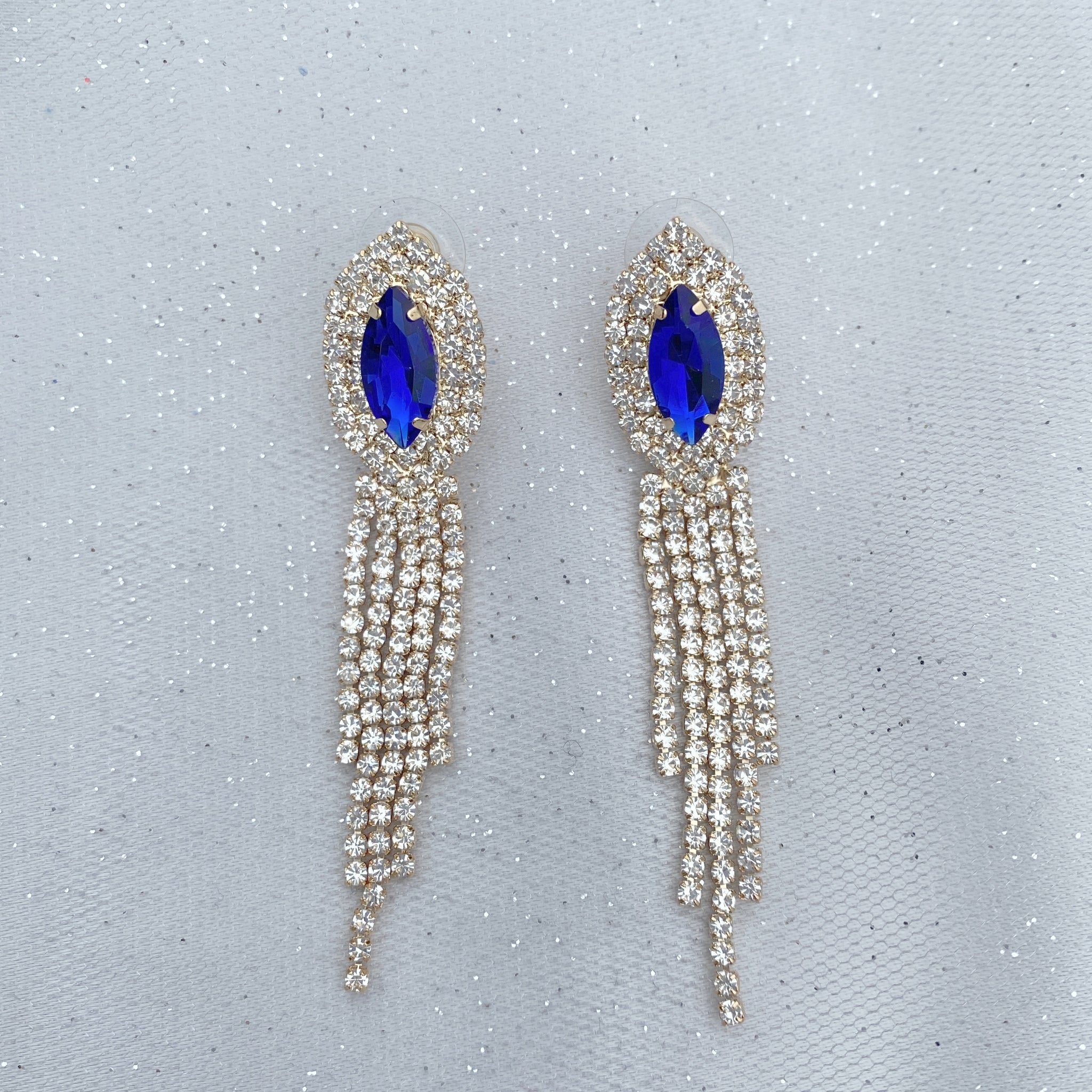 QueenMee Blue Earrings Diamante Earrings