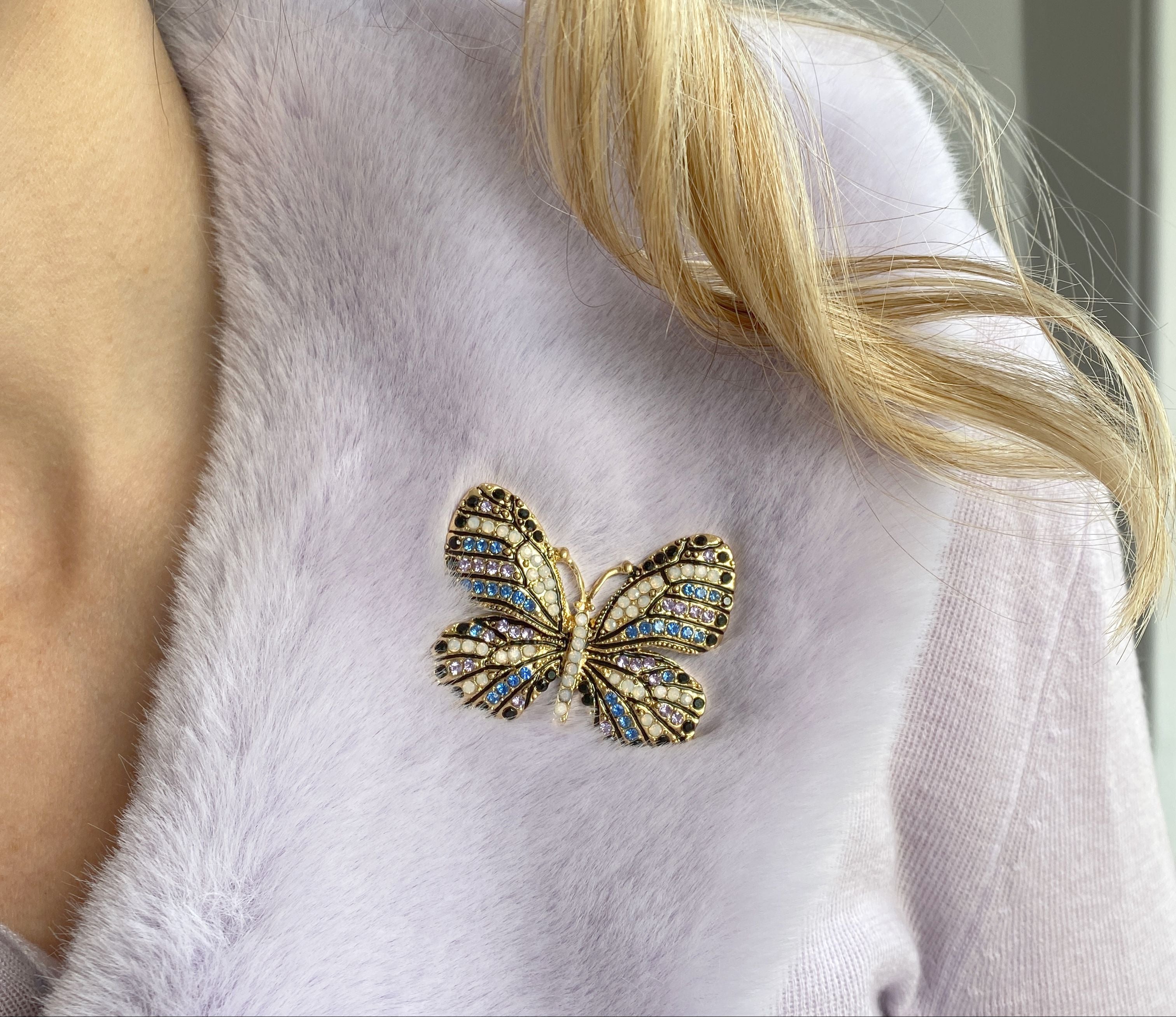 QueenMee Butterfly Brooch in Crystal