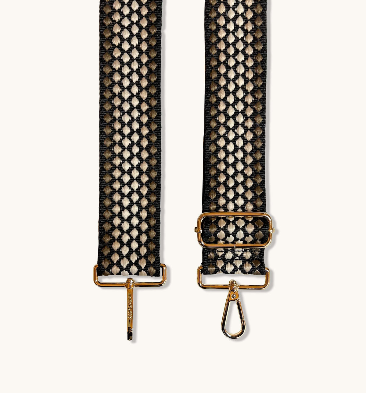 Apatchy London The Tassel Black Leather Crossbody Bag With Cappuccino Dots Strap