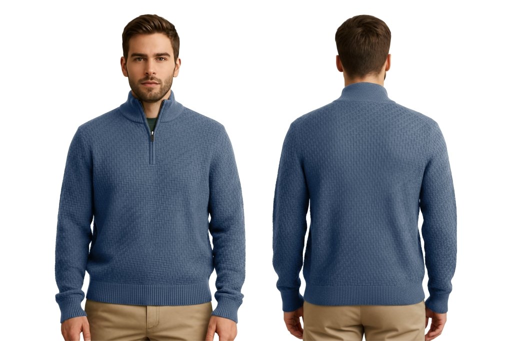 Cashmere Polo Club Atlas Men’s Half Zip Neck Jumper - 100% Cashmere - Fragrance London