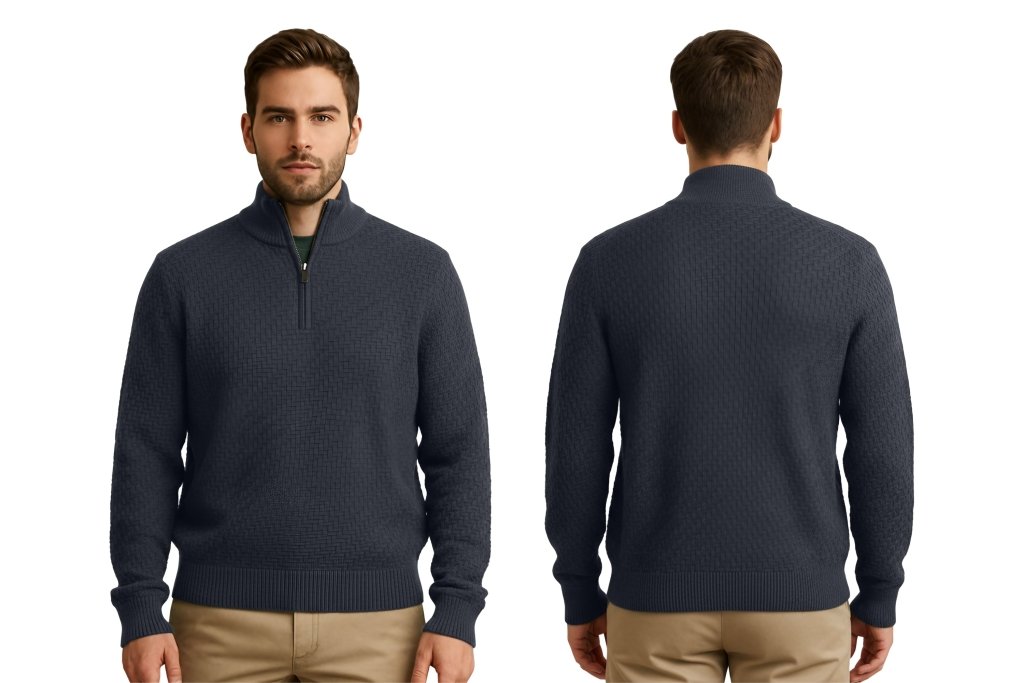 Cashmere Polo Club Atlas Men’s Half Zip Neck Jumper - 100% Cashmere - Fragrance London