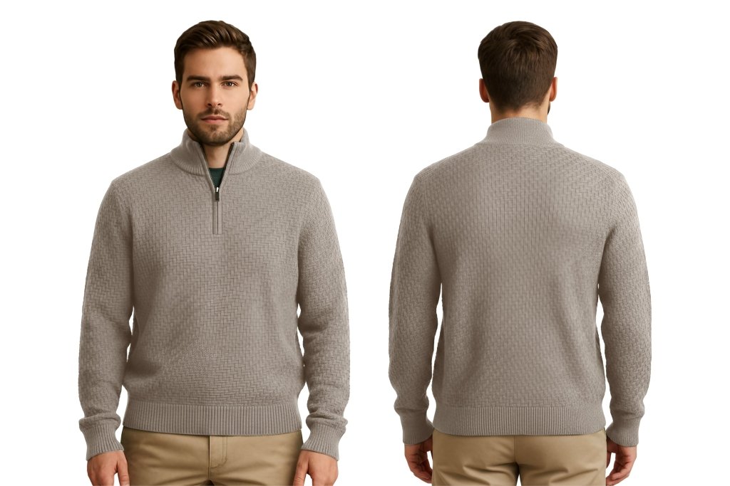 Cashmere Polo Club Atlas Men’s Half Zip Neck Jumper - 100% Cashmere - Fragrance London