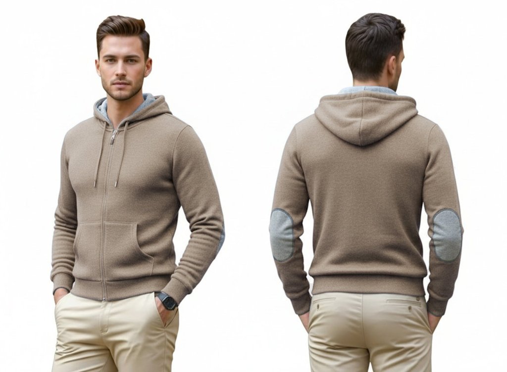 Cashmere Polo Club Logan Men’s Inner Contrast Hooded Full Zip Cardigan - 100% Cashmere - Fragrance London