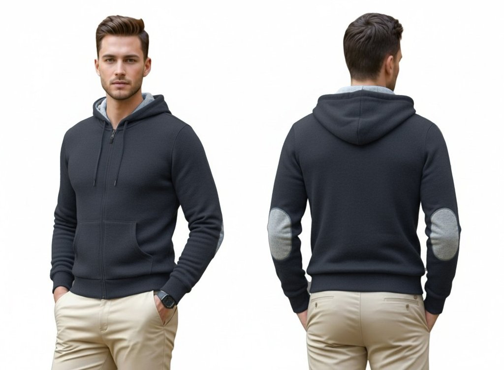 Cashmere Polo Club Logan Men’s Inner Contrast Hooded Full Zip Cardigan - 100% Cashmere - Fragrance London