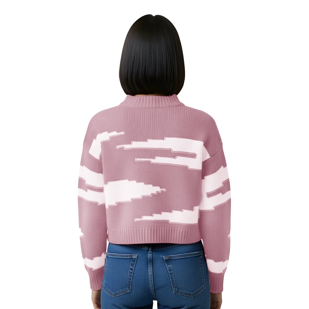 Cashmere Polo Club Zuri Ladies Round Neck Pullover Intarsia Knit - 100% Cashmere - Fragrance London