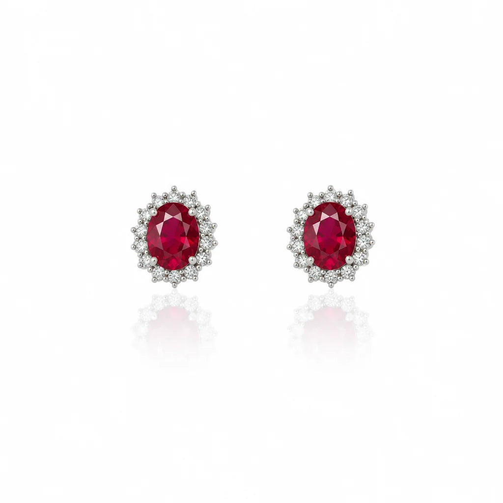 Cachet London Dacia Silver Ruby Earrings