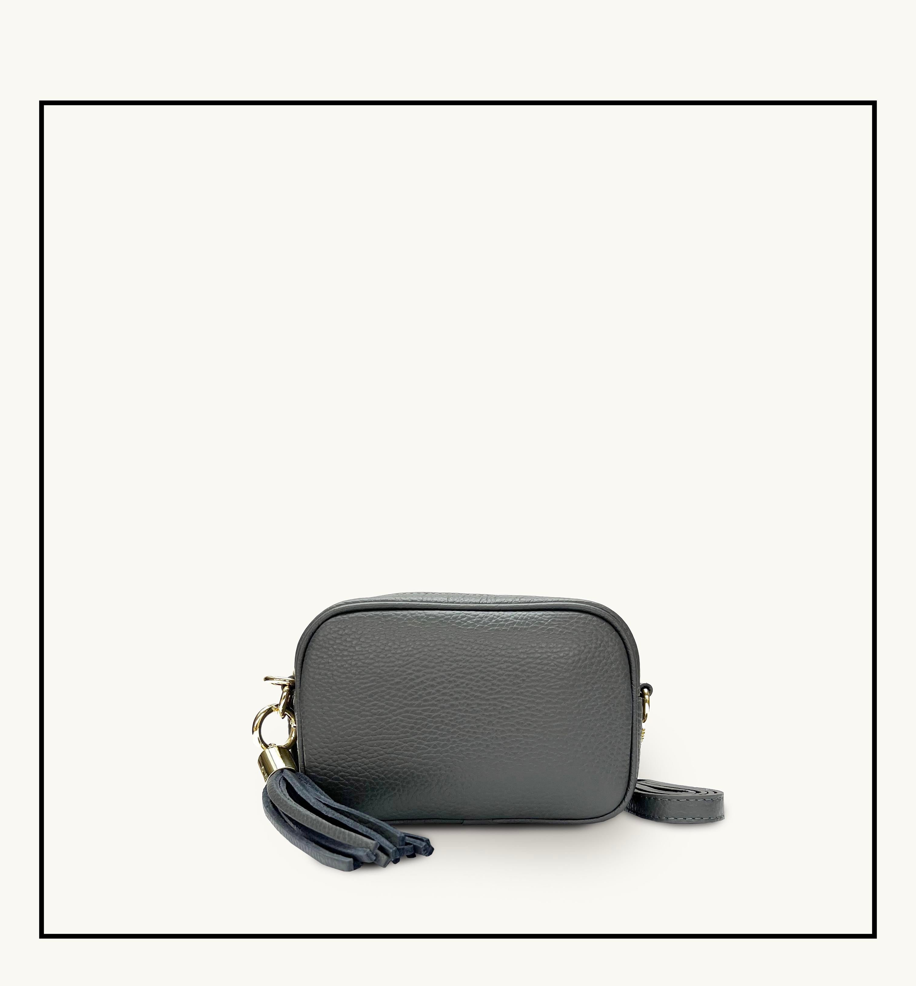 Apatchy London The Mini Tassel Dark  Leather Phone Bag