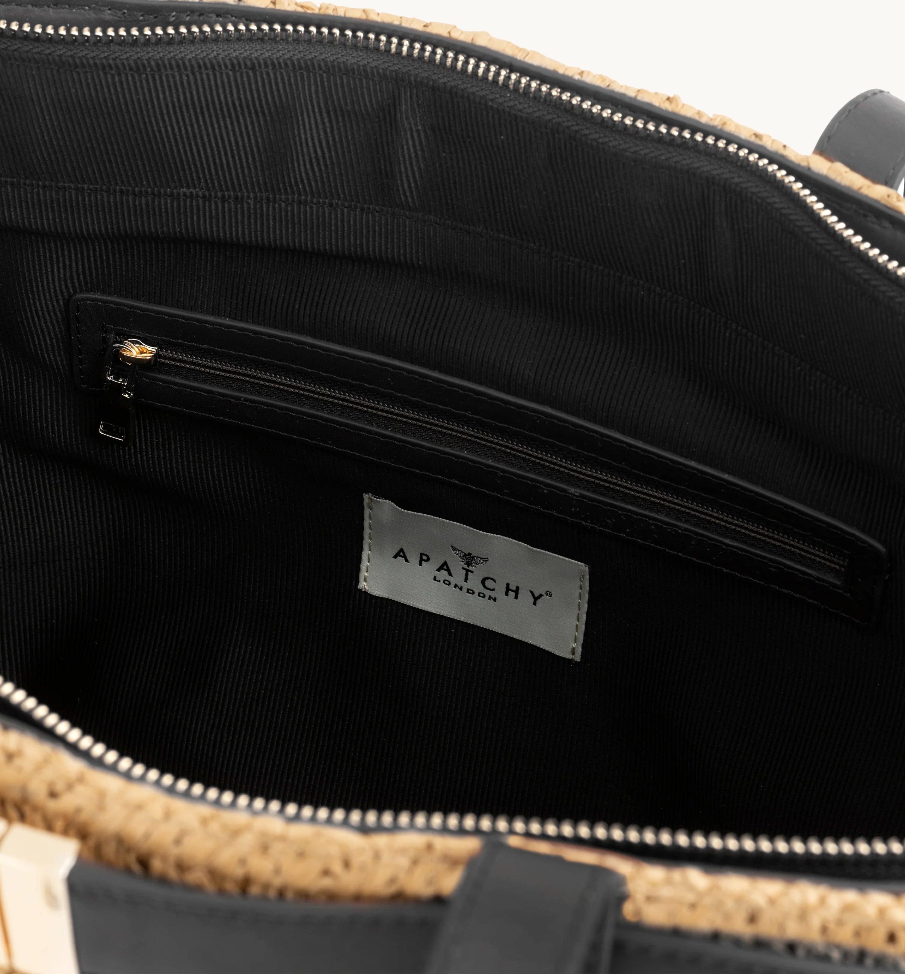 Apatchy London The Esme Raffia Tote Bag with Leather Trim