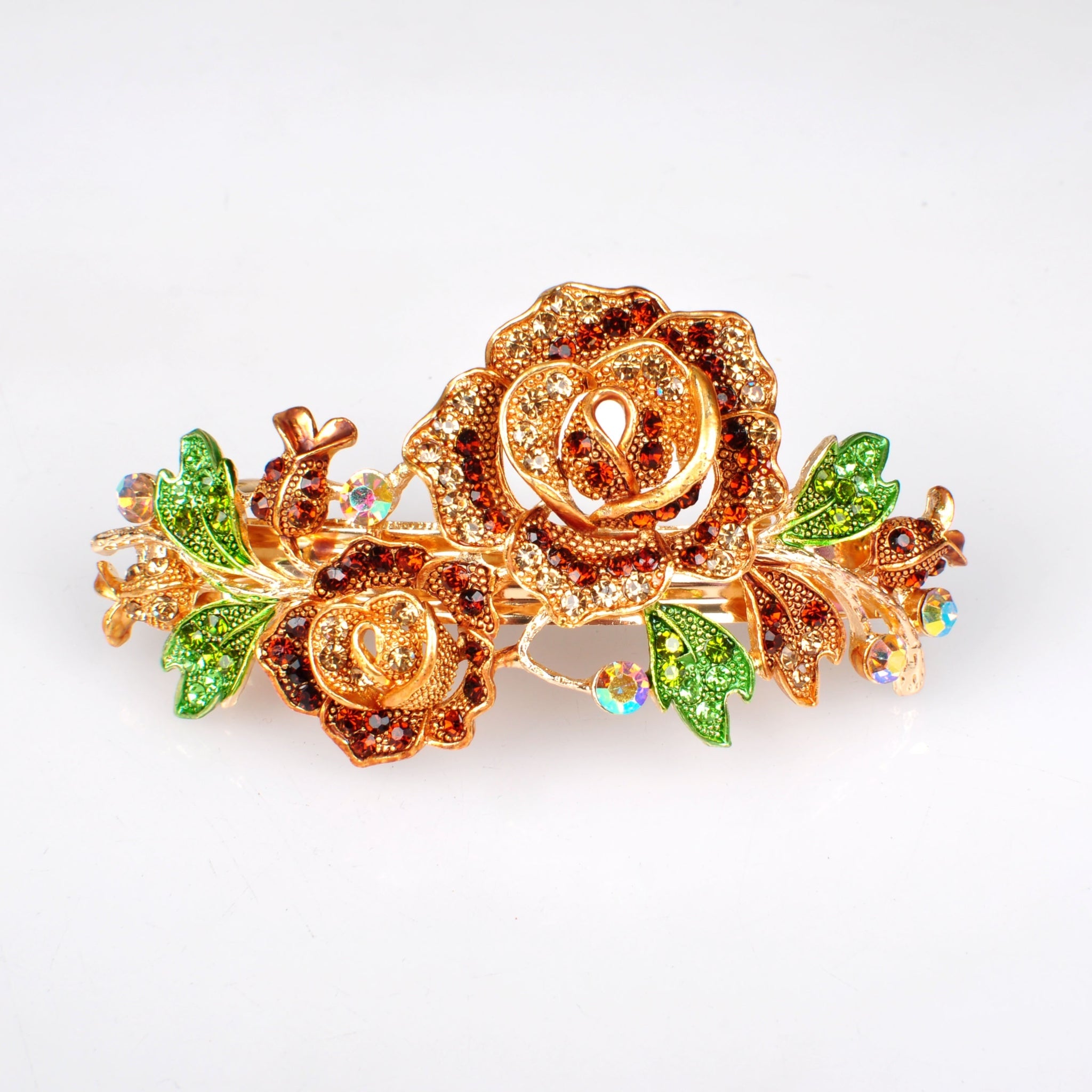 QueenMee Flower Hair Clip Brown Rose