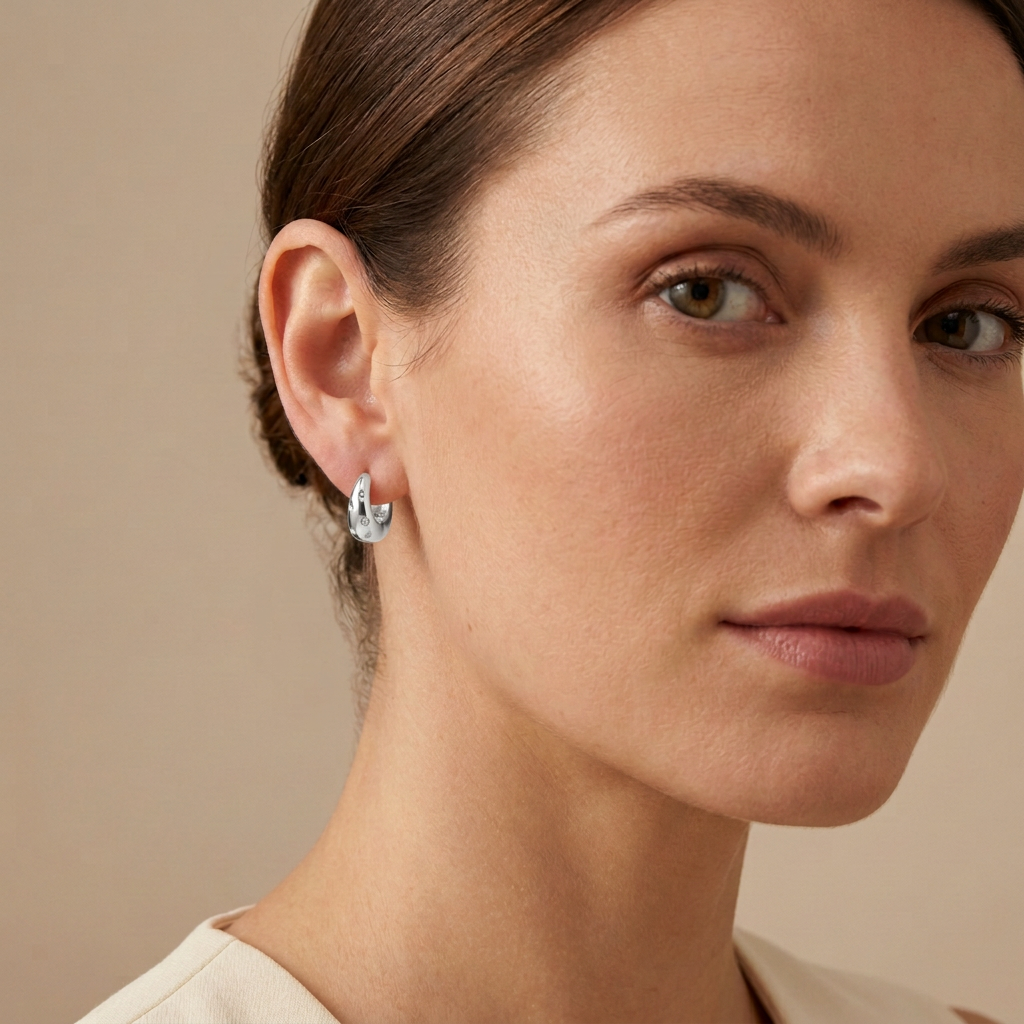 Gefen Silver Hoop Earrings