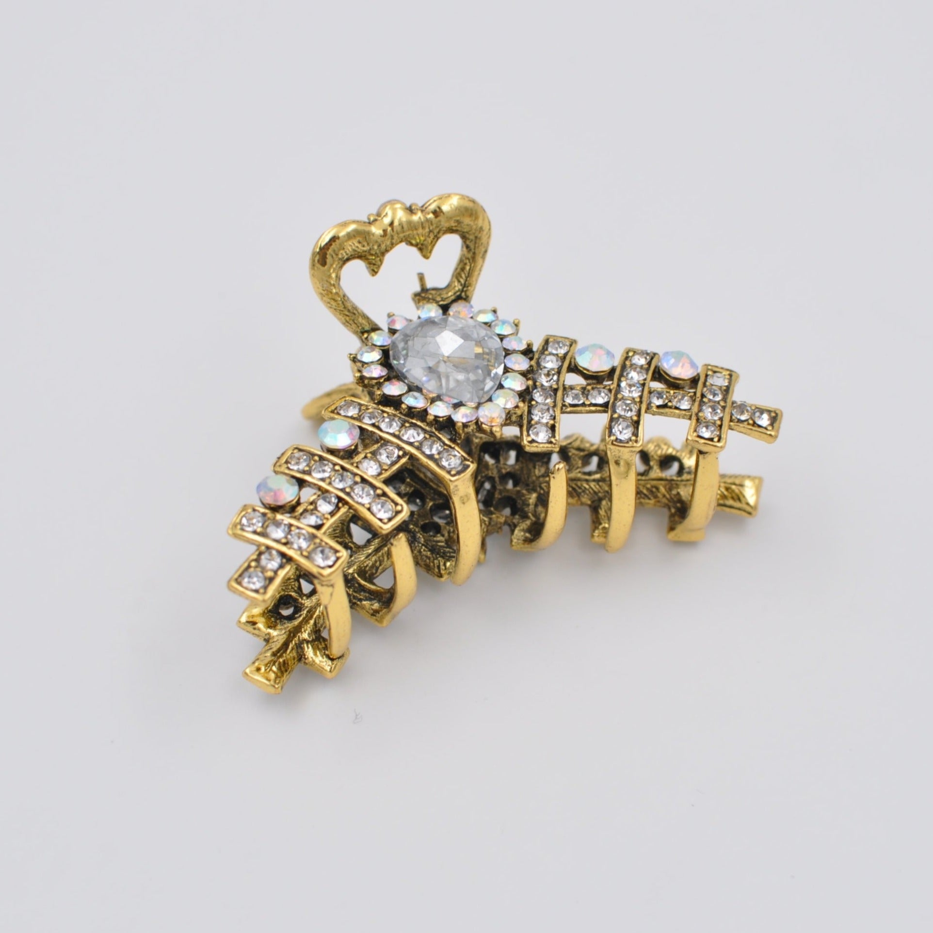 QueenMee Gold Hair Clamp with Rhinestone