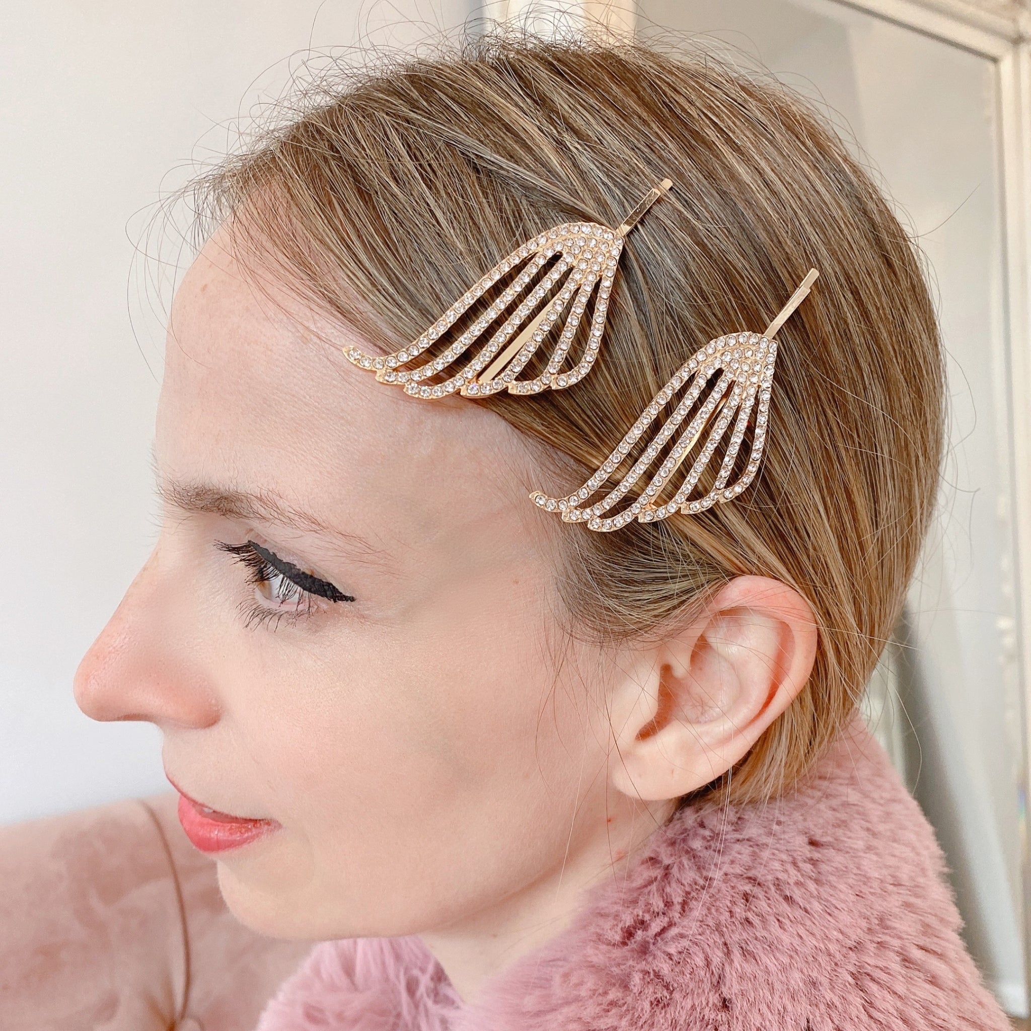 QueenMee Gold Hair Slides Set Art Deco - As Seen in Hello!