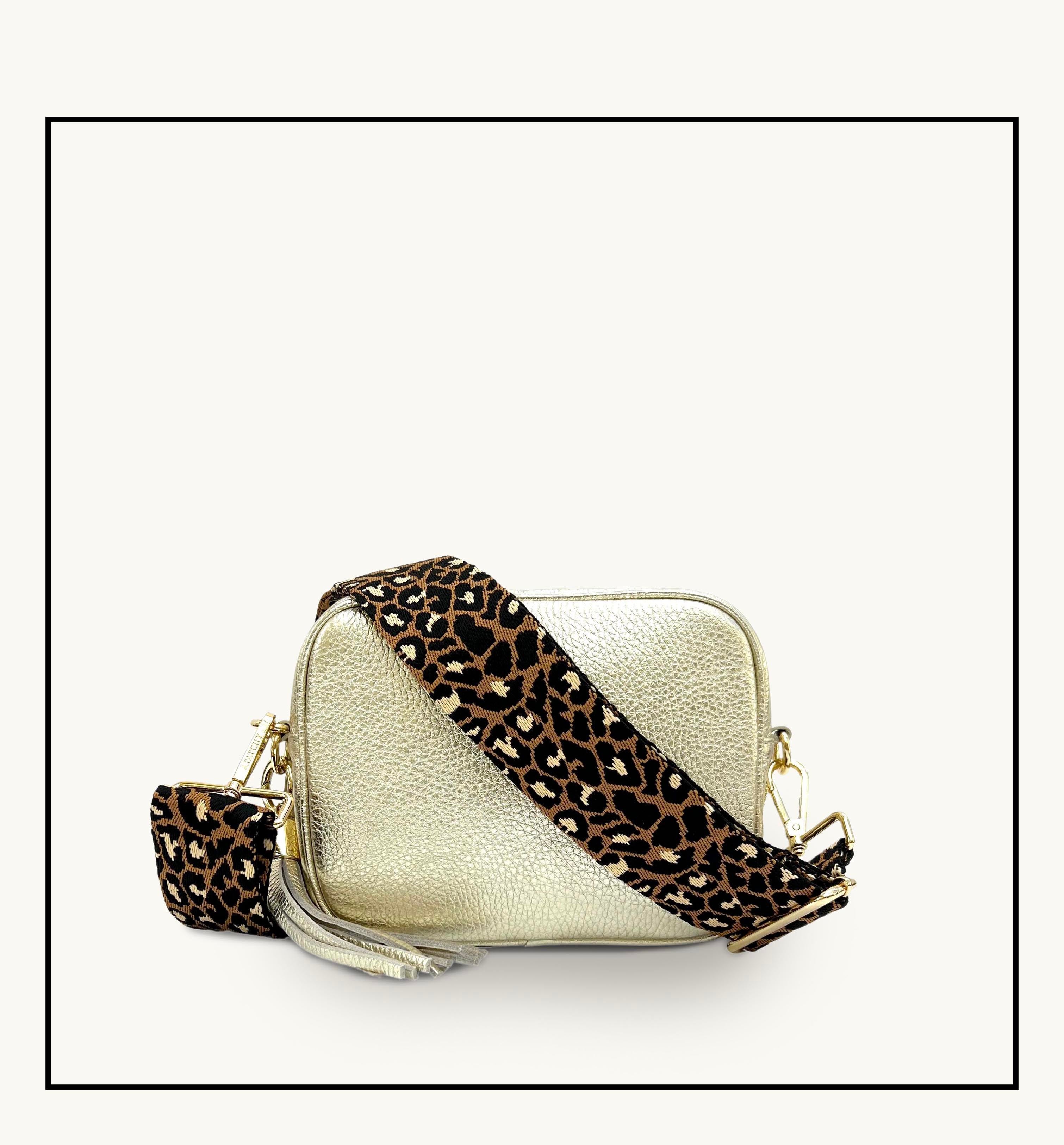 Apatchy London The Tassel  Leather Crossbody Bag With Tan Cheetah Strap