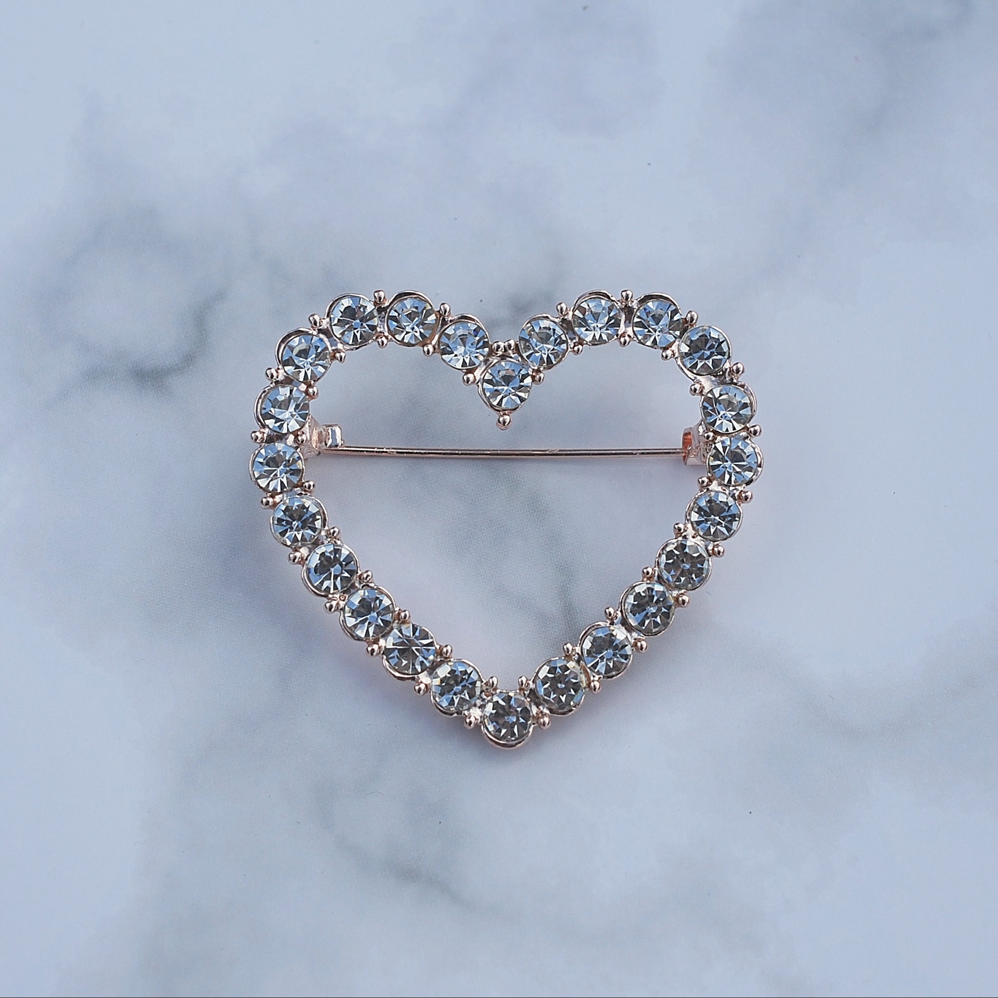 QueenMee Heart Brooch with Crystal Diamante Heart