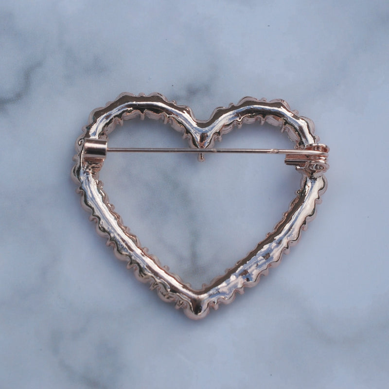 QueenMee Heart Brooch with Crystal Diamante Heart