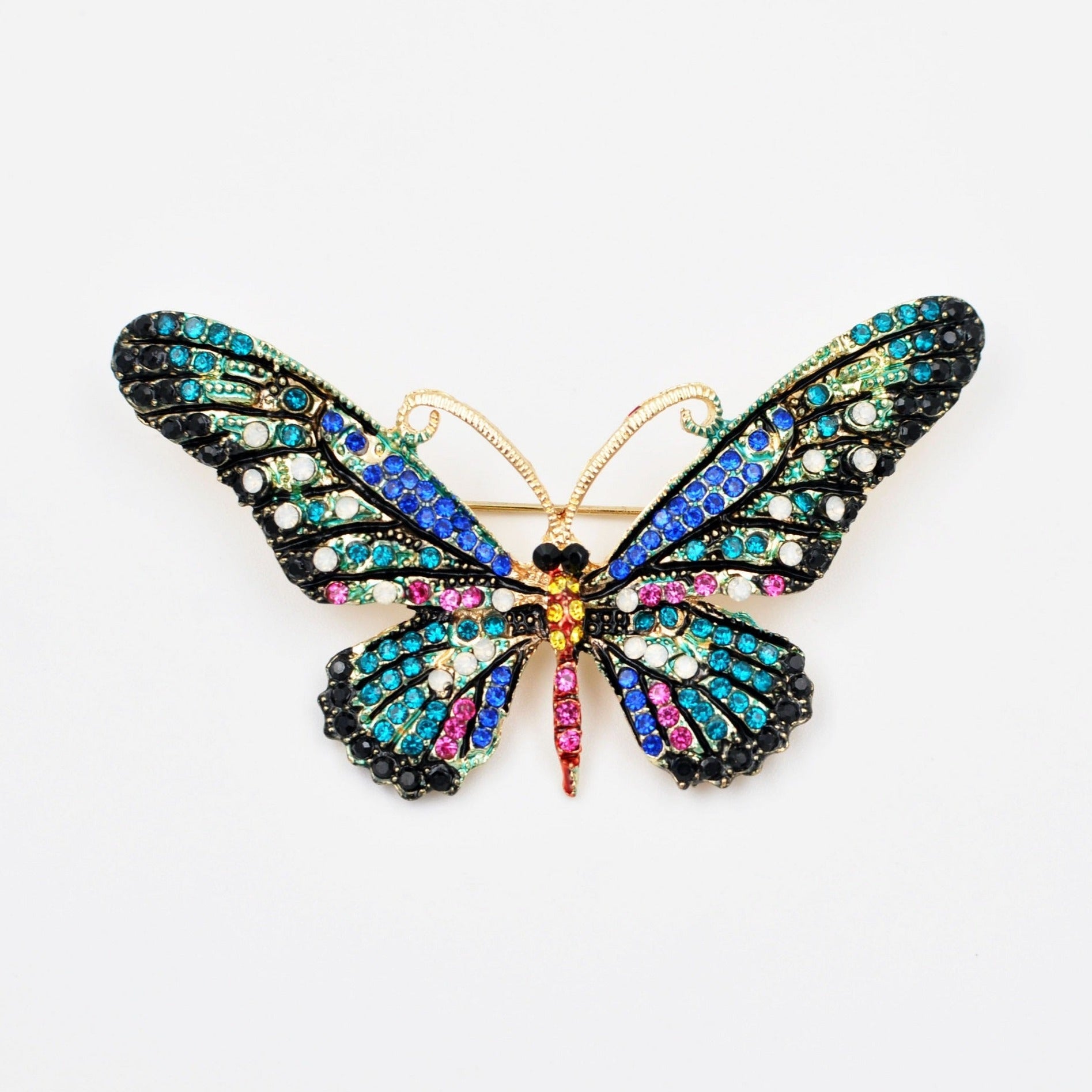 QueenMee Large Butterfly Brooch in Crystal