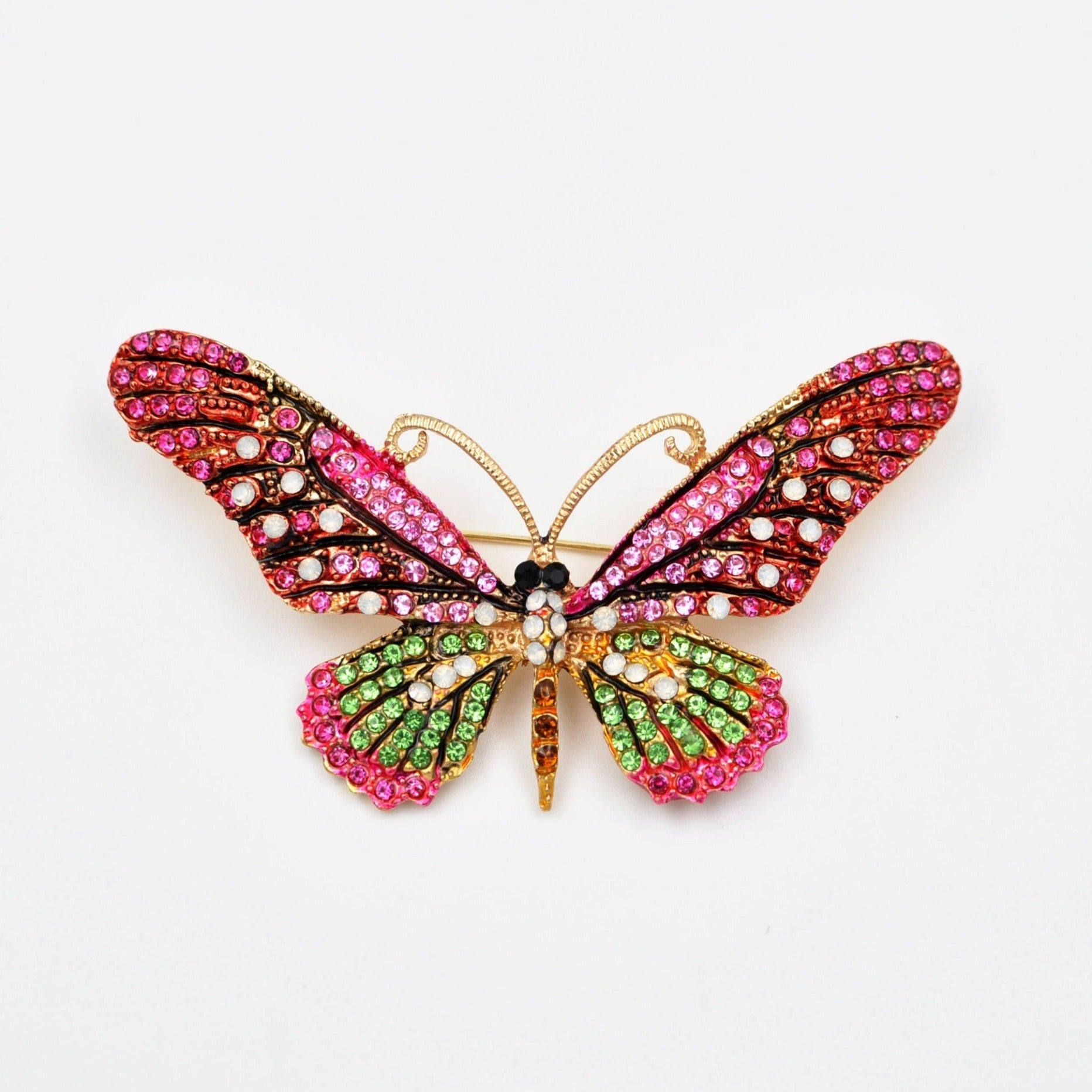 QueenMee Large Butterfly Brooch in Crystal