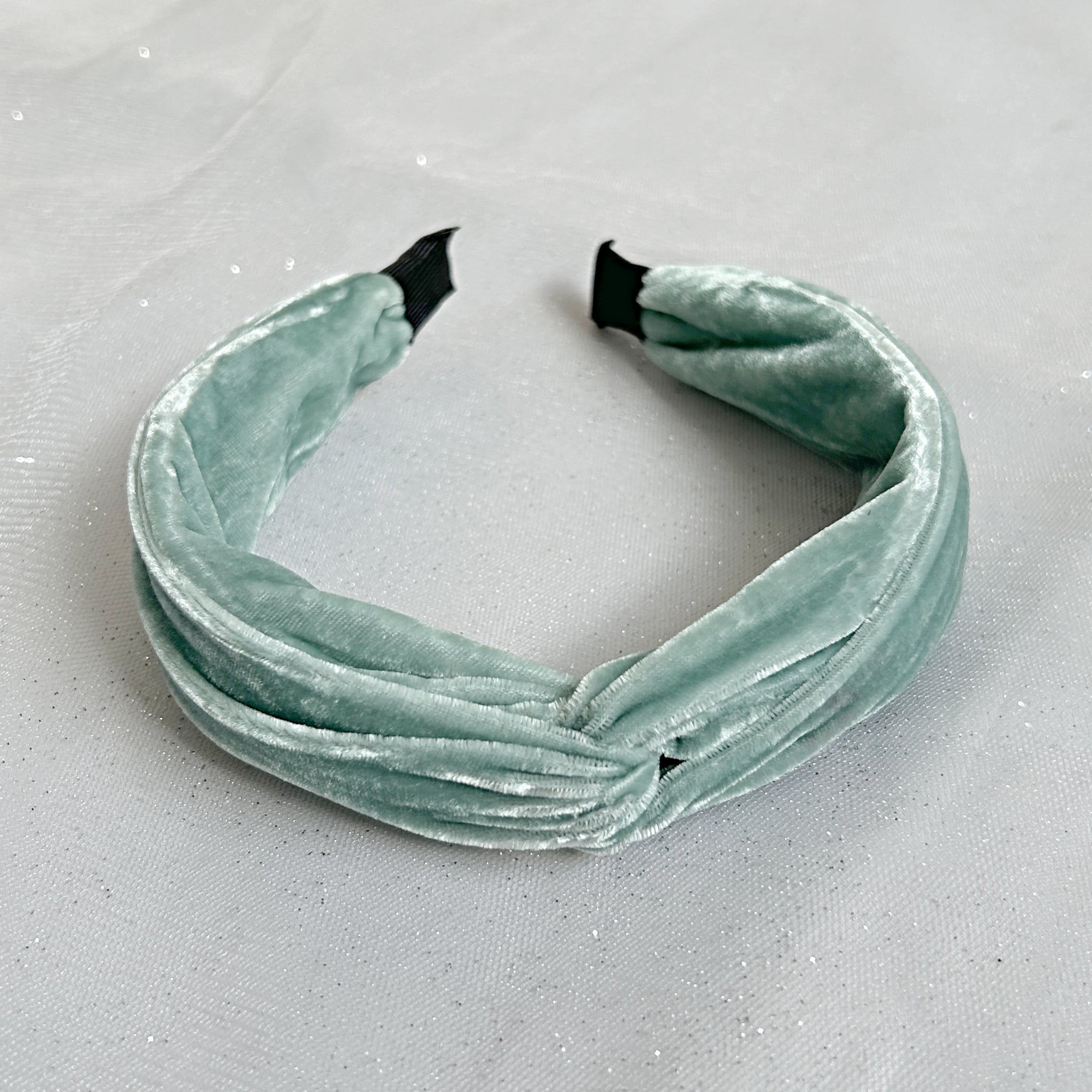 QueenMee Light Blue Headband Velvet Hair Band Knot Headband