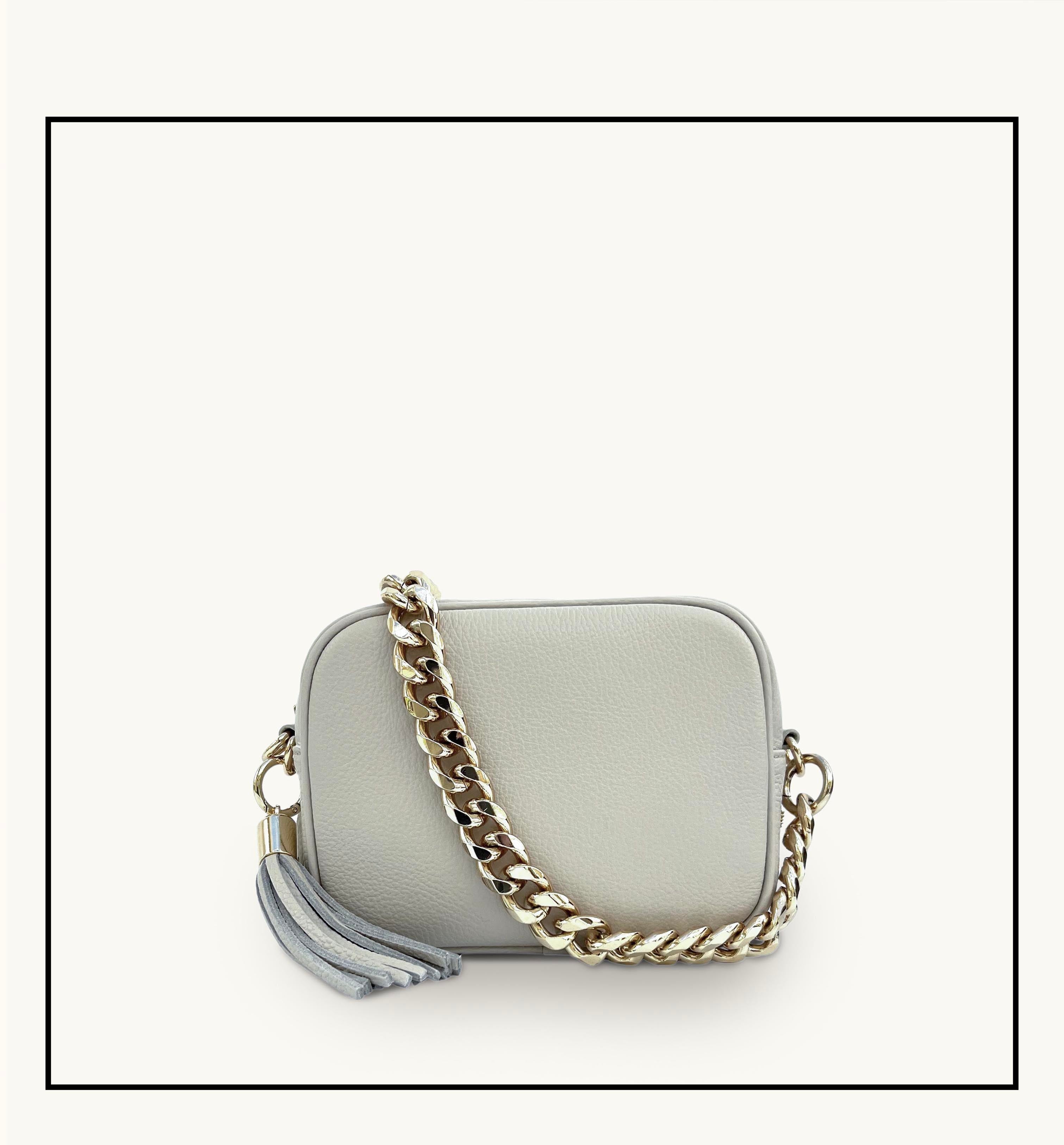 Apatchy London The Tassel Light  Leather Crossbody Bag With Gold Chain Strap
