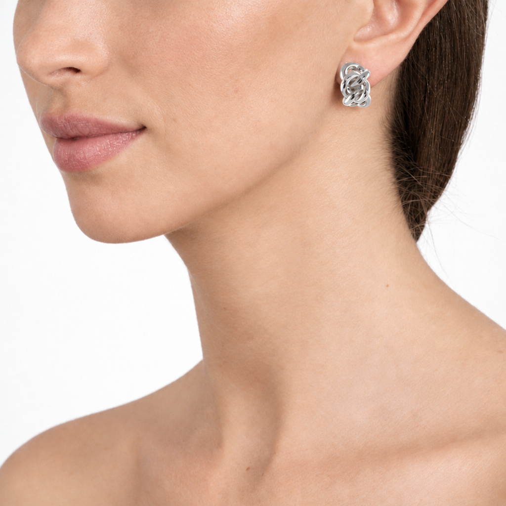 Link Silver Clip On Earrings