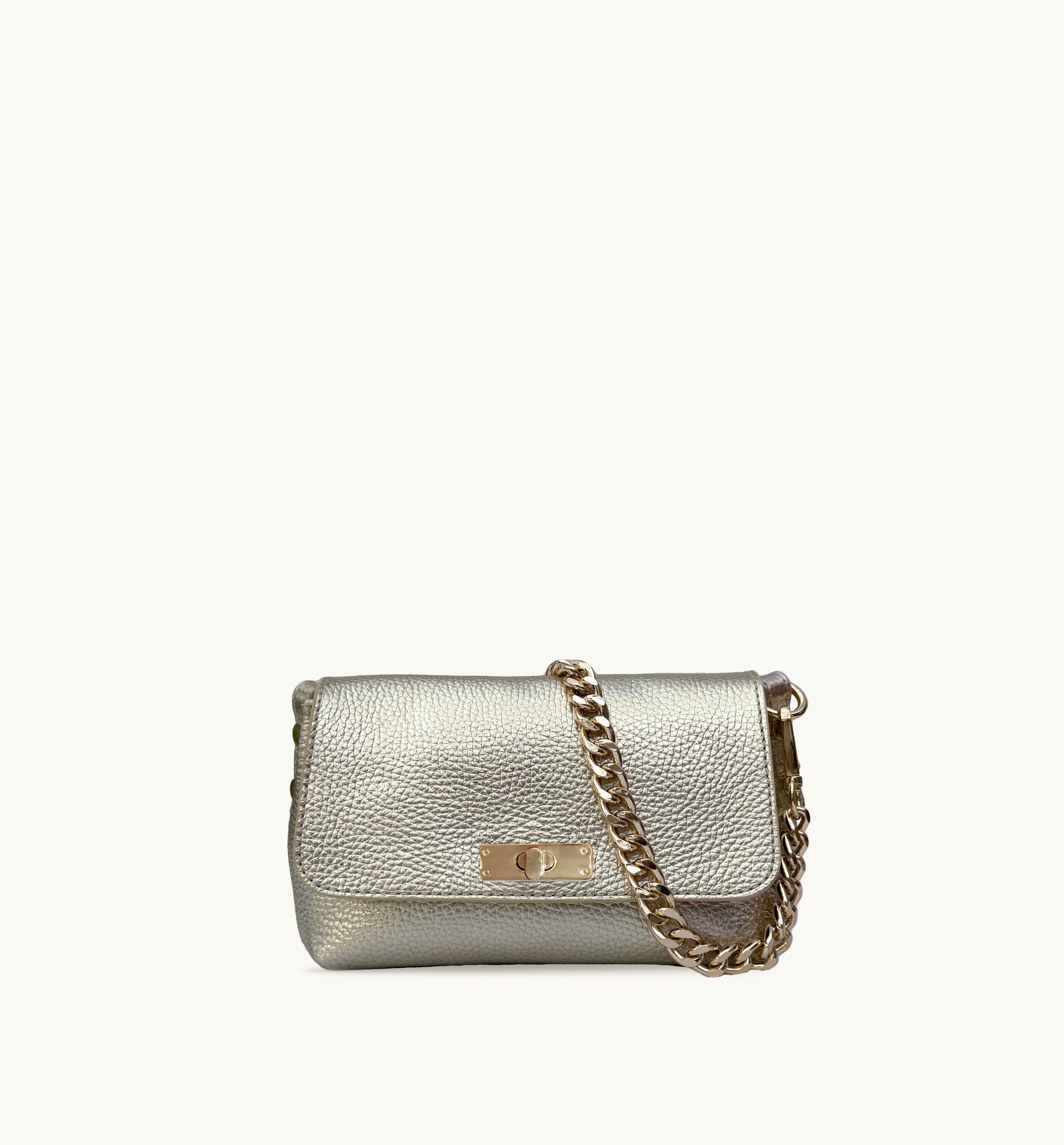 Apatchy London The Maisie Gold Leather Bag