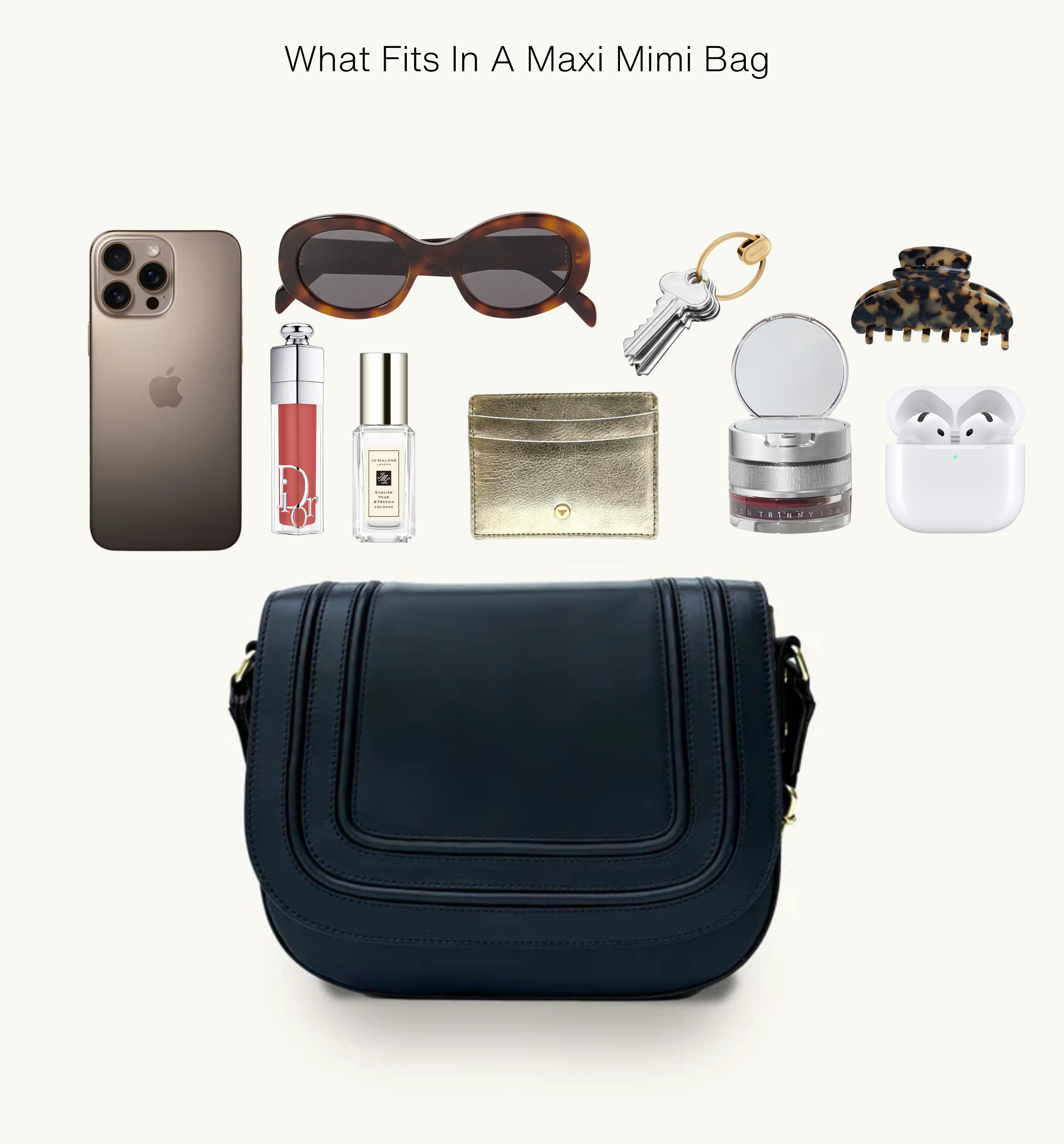 Apatchy London The Mimi Maxi Navy Leather Bag