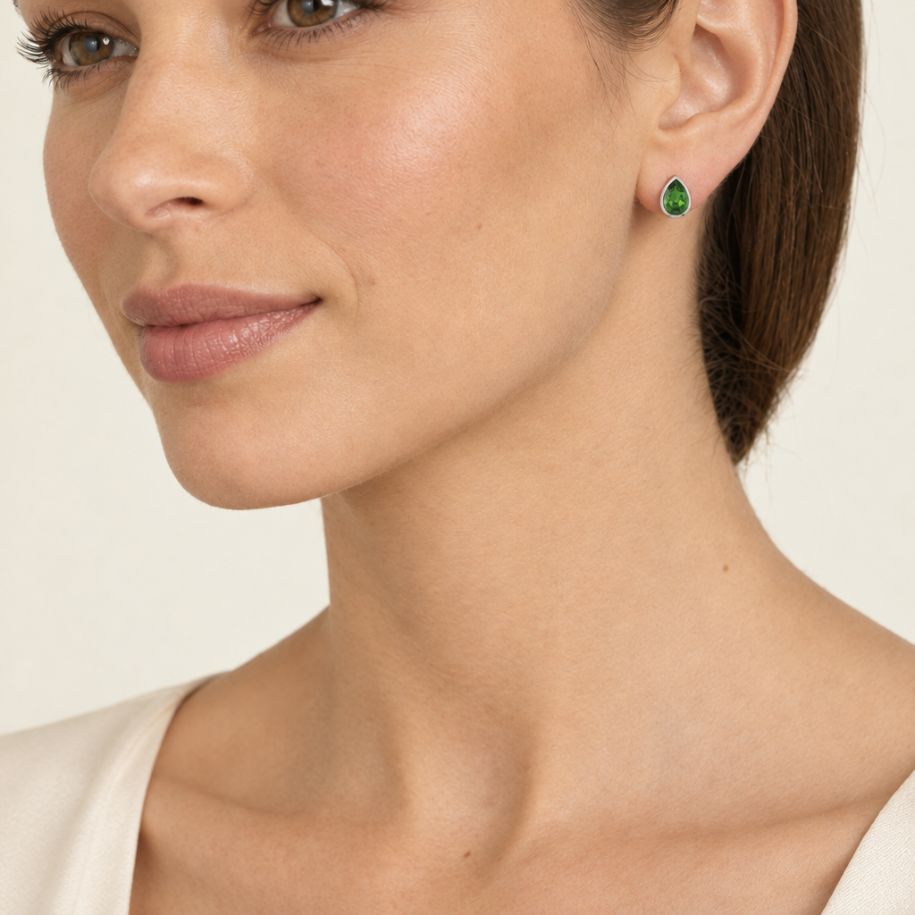 Ran Silver Fern Green Earrings