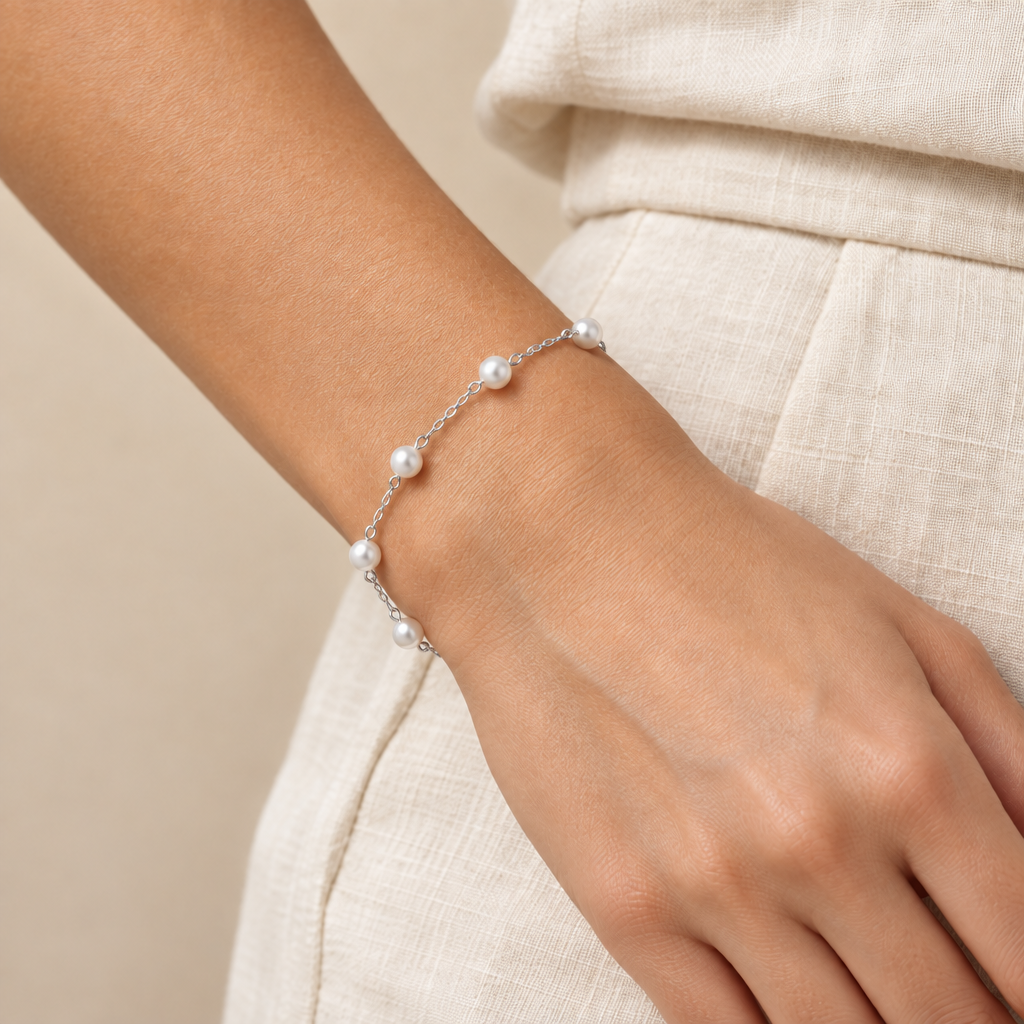 Pekoe Silver Pearl Bracelet