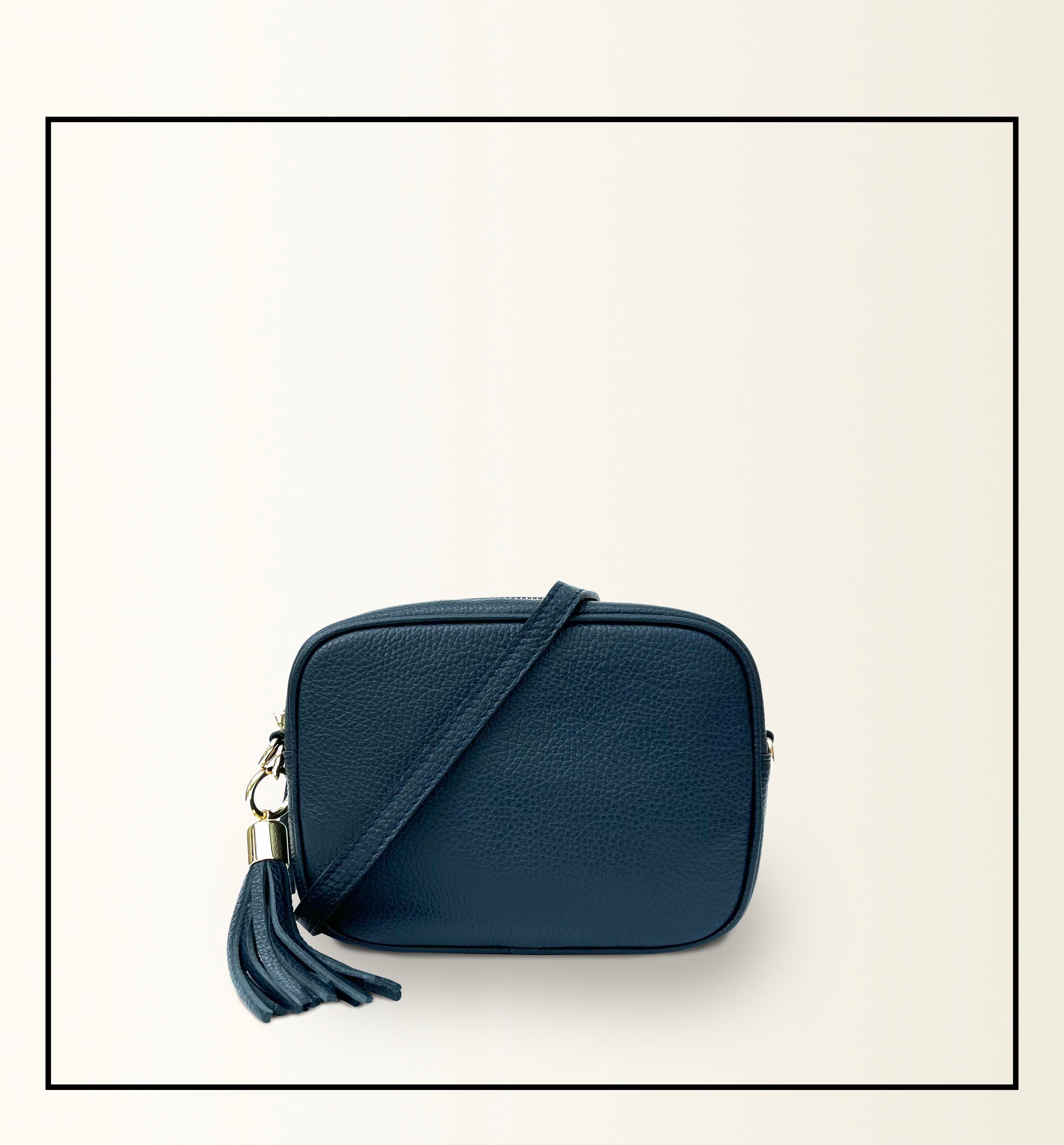 Apatchy London The Tassel Navy Leather Crossbody Bag