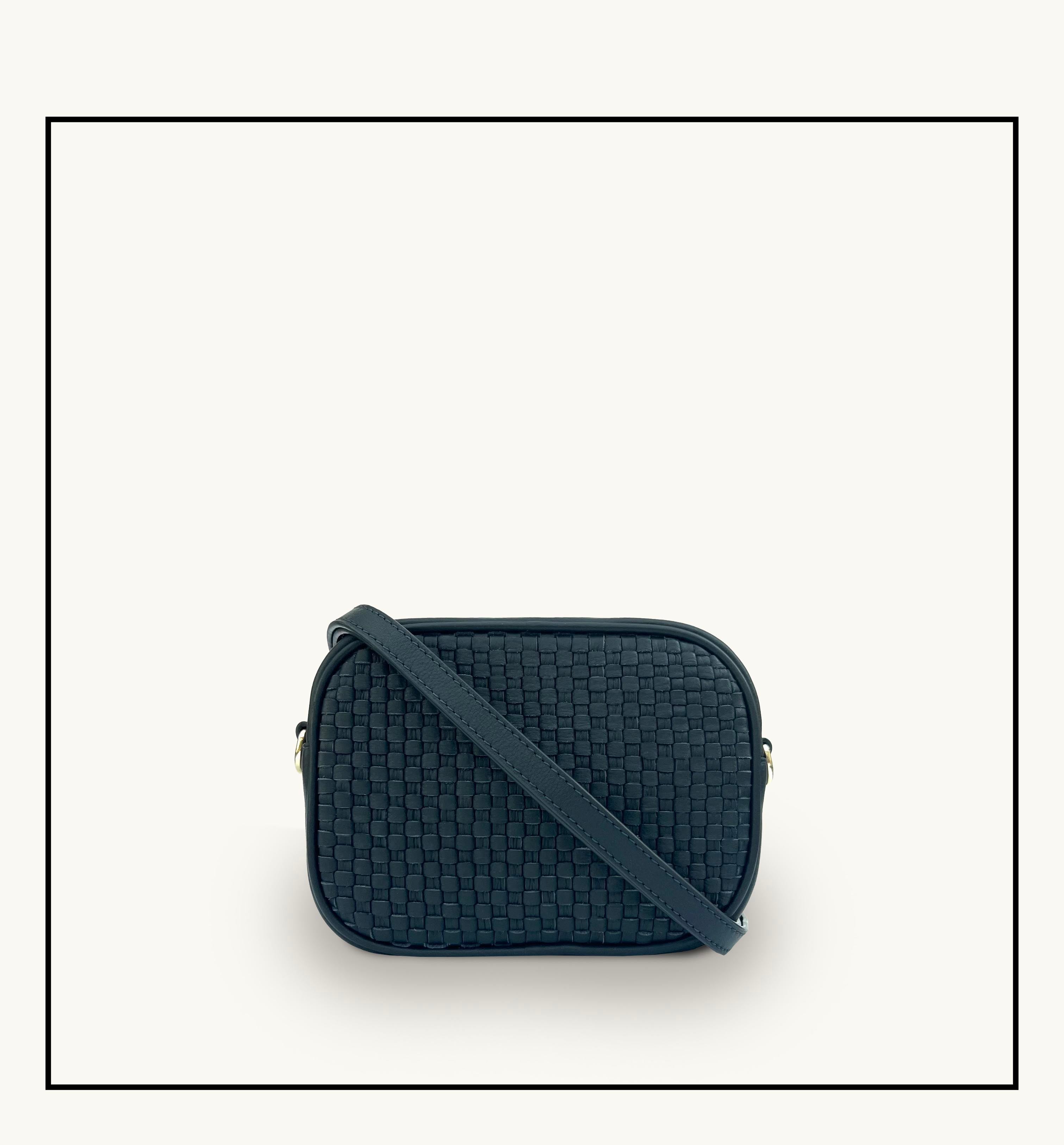 Apatchy London The Penelope Navy Woven Leather Camera Bag