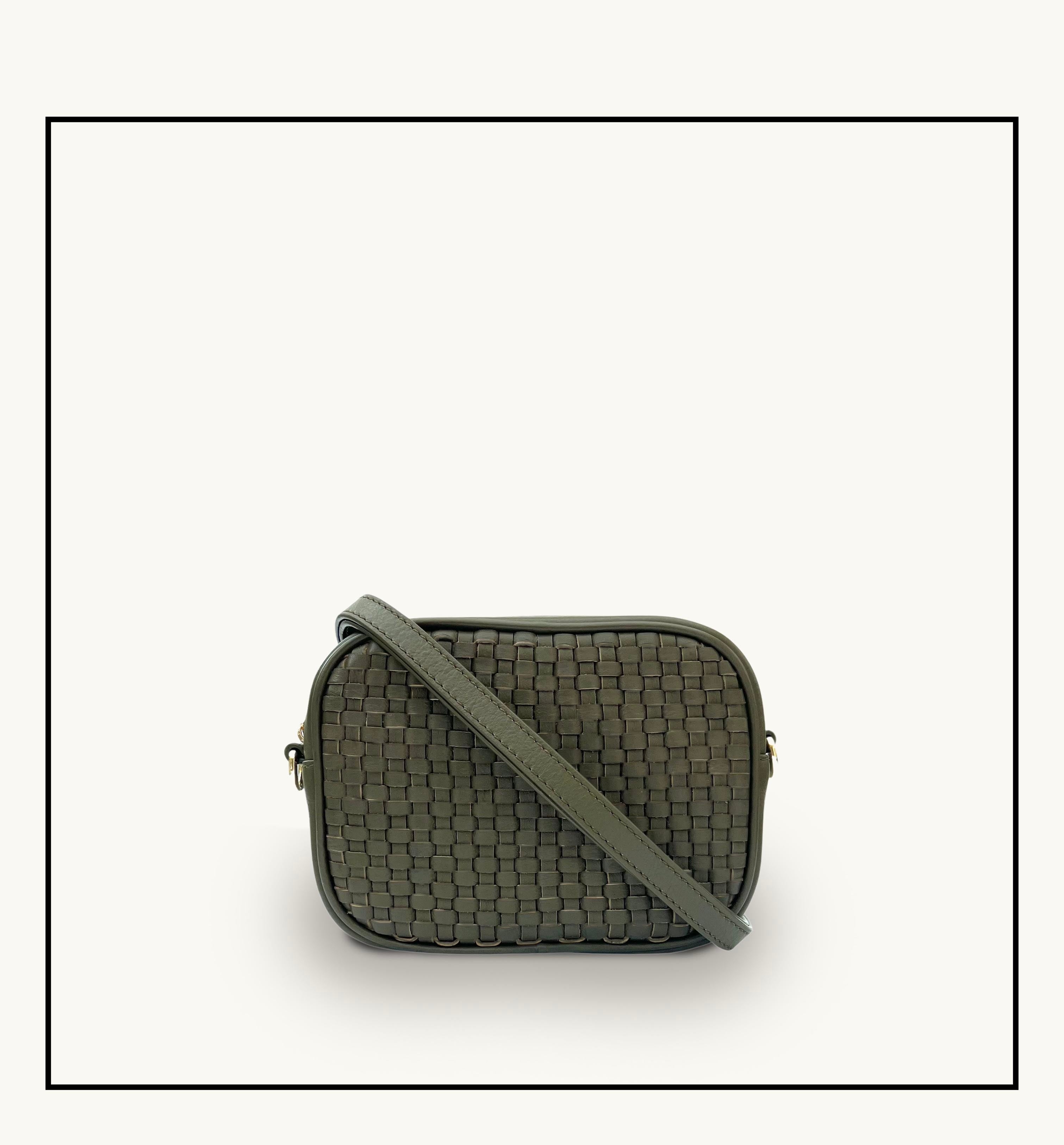 Apatchy London The Penelope Olive Woven Leather Camera Bag