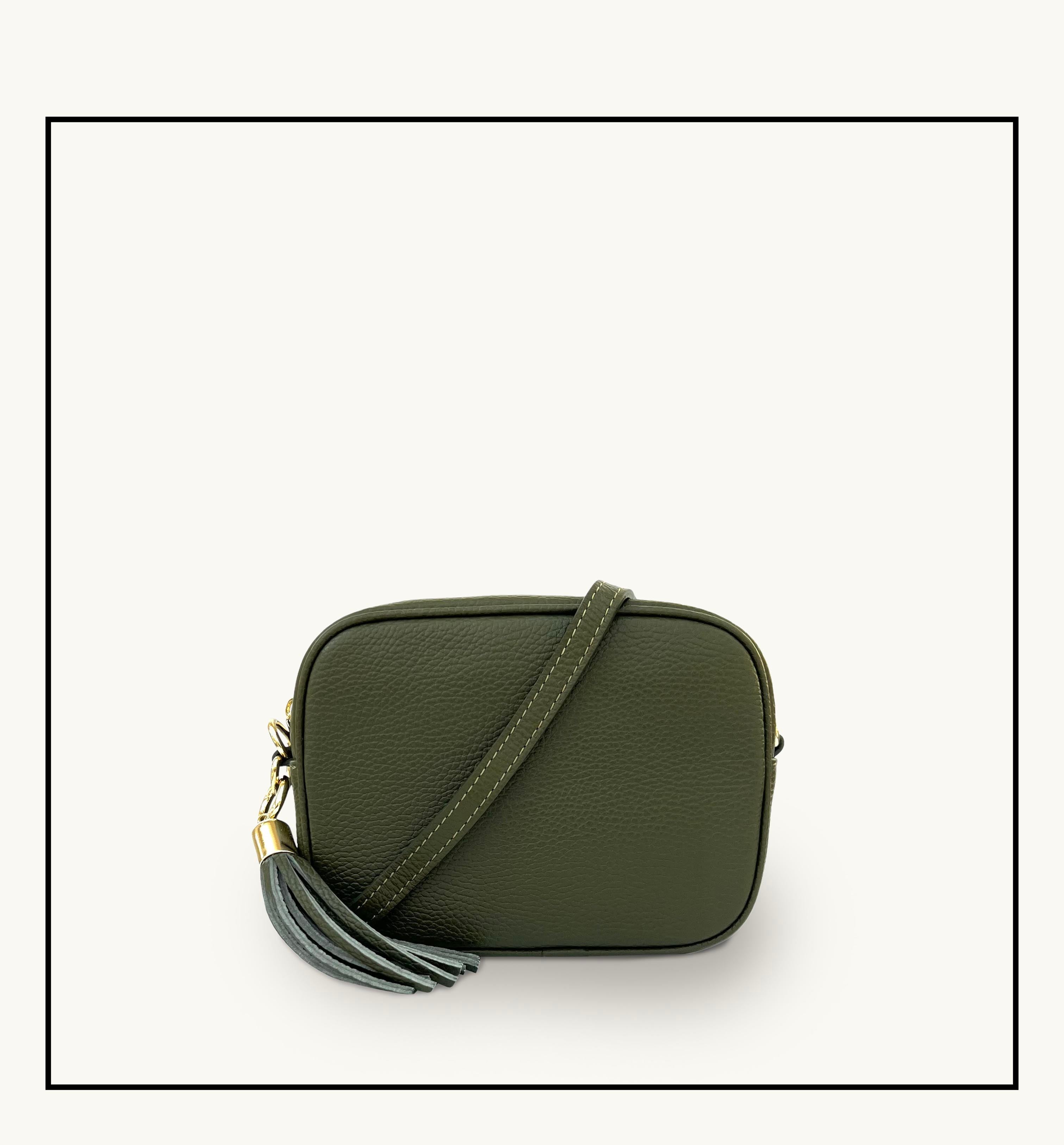 Apatchy London The Tassel Olive  Leather Crossbody Bag