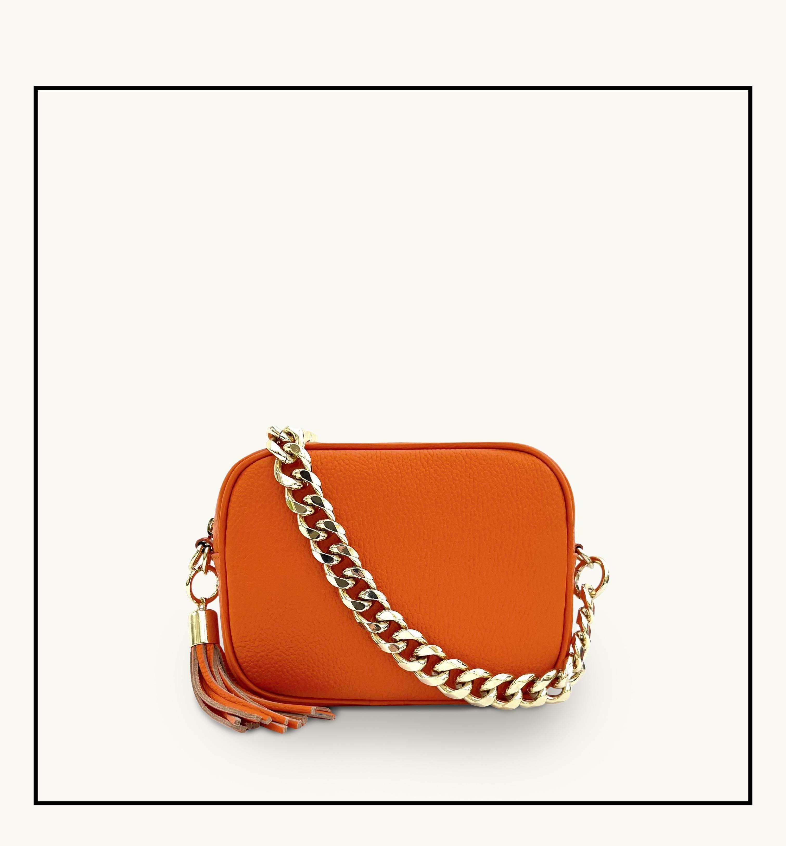 Apatchy London The Tassel  Leather Crossbody Bag With Gold Chain Strap